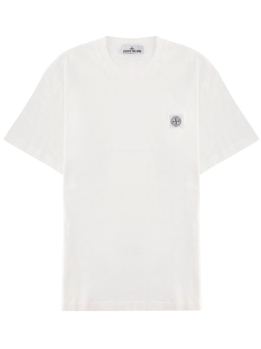 Stone Island Katoenen T-shirt met logopatch – Wit