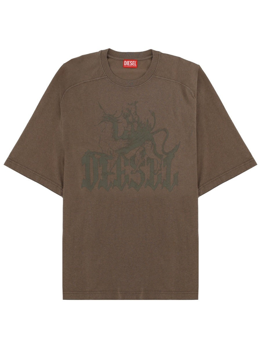 Diesel T-shirt met logoprint – Taupe