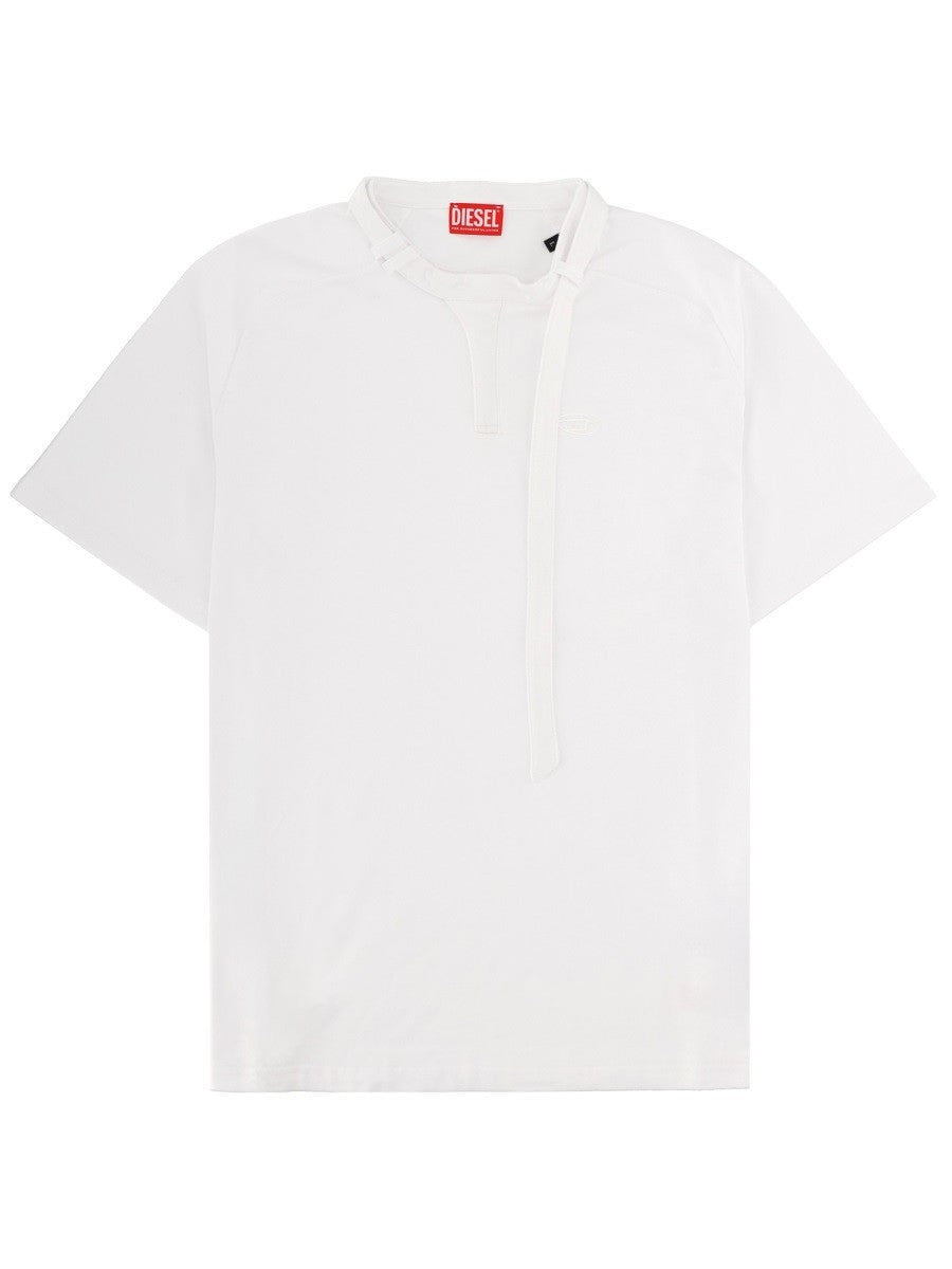 Diesel Katoenen T-shirt met logopatch – Wit