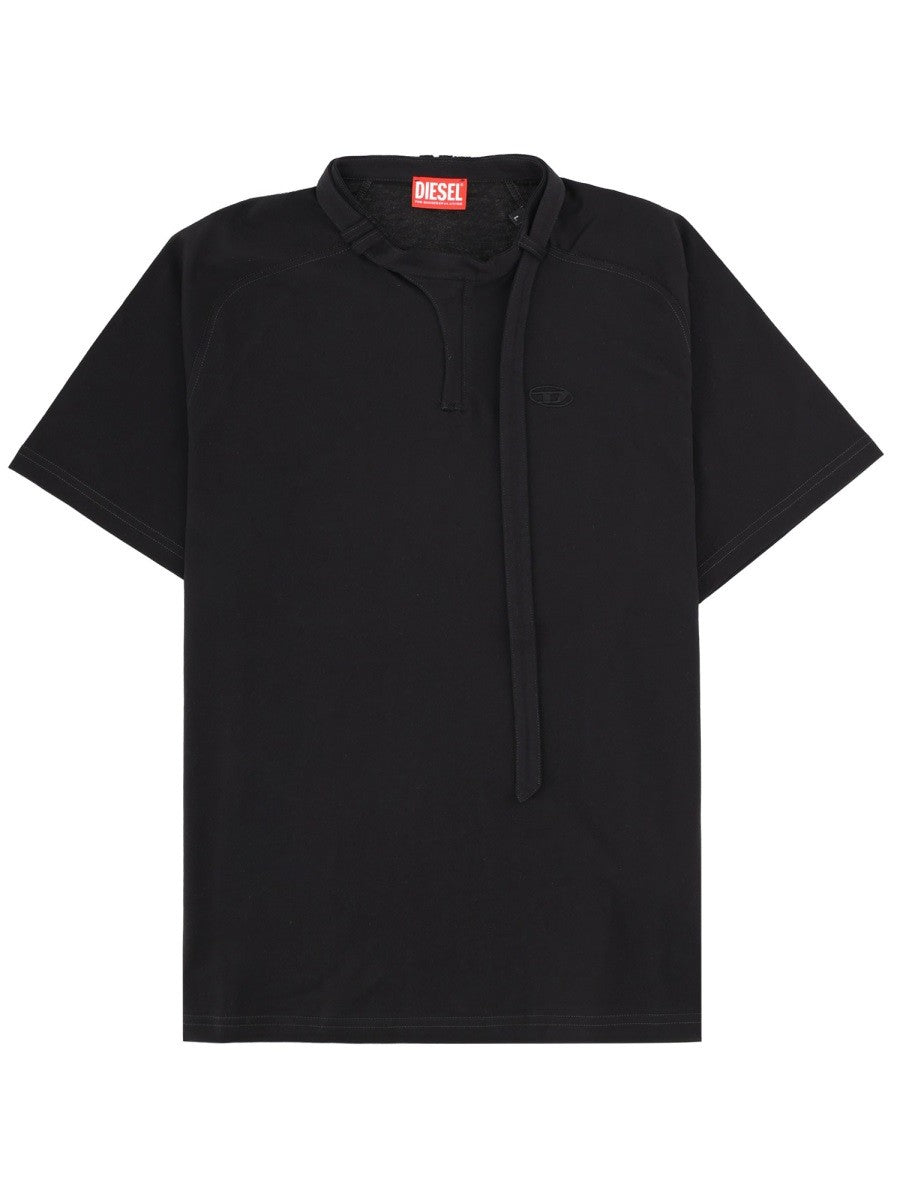 Diesel Katoenen T-shirt met logopatch – Zwart