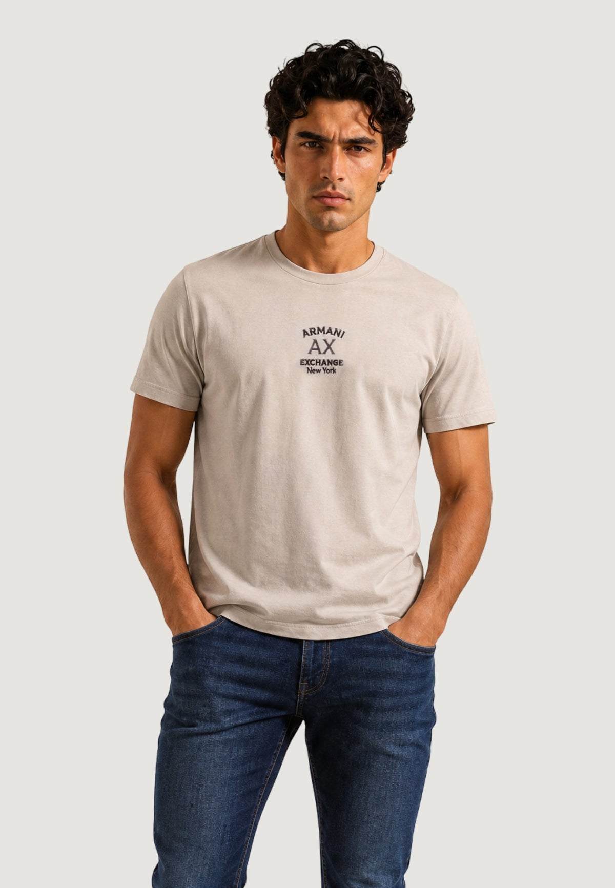 Armani Exchange T-shirt met Ronde Hals Heren – Beige