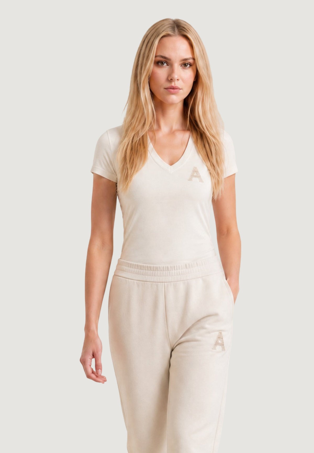 Armani Exchange Katoenen T-shirt Dames – Beige