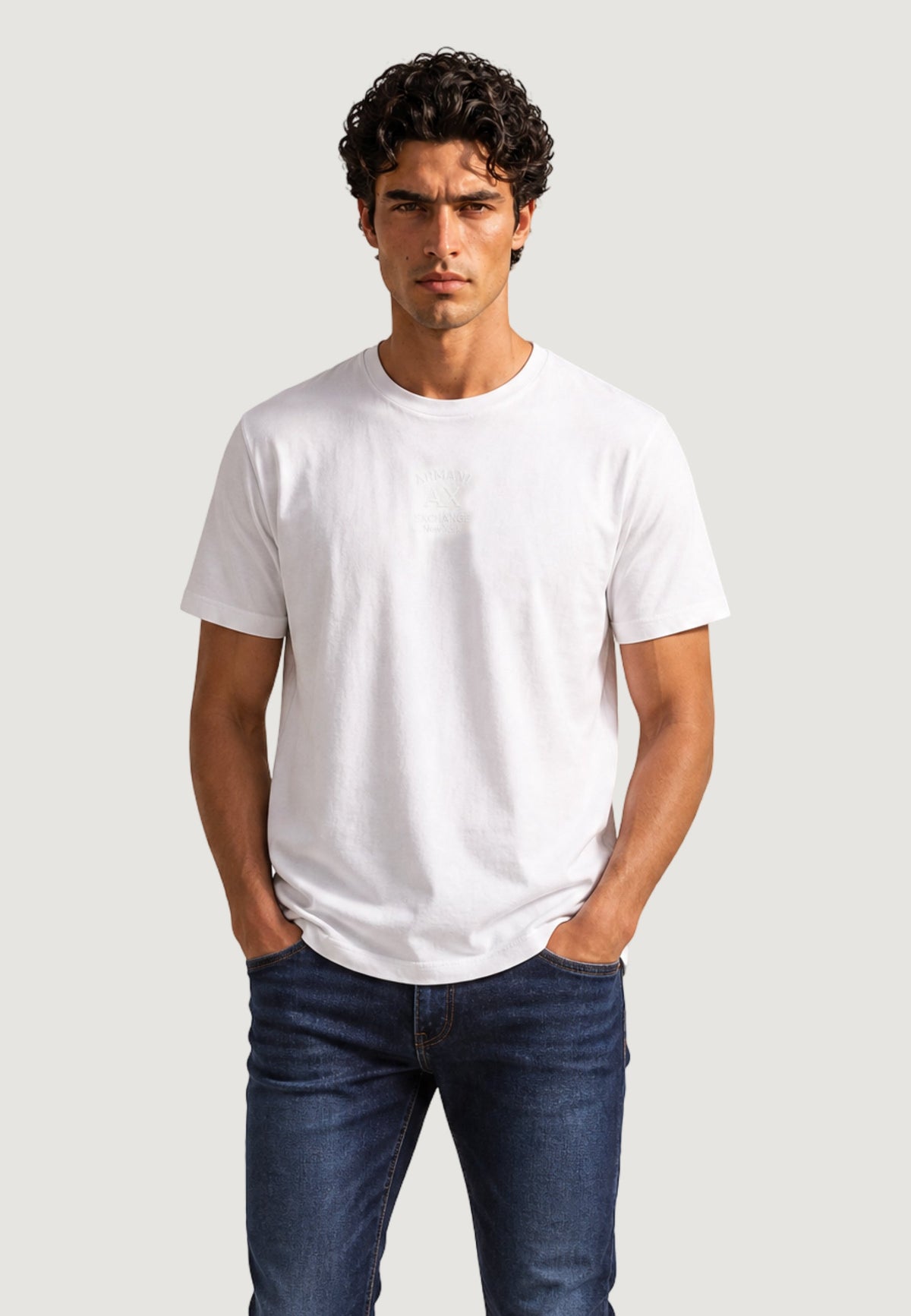Armani Exchange T-shirt met Ronde Hals Heren – Wit