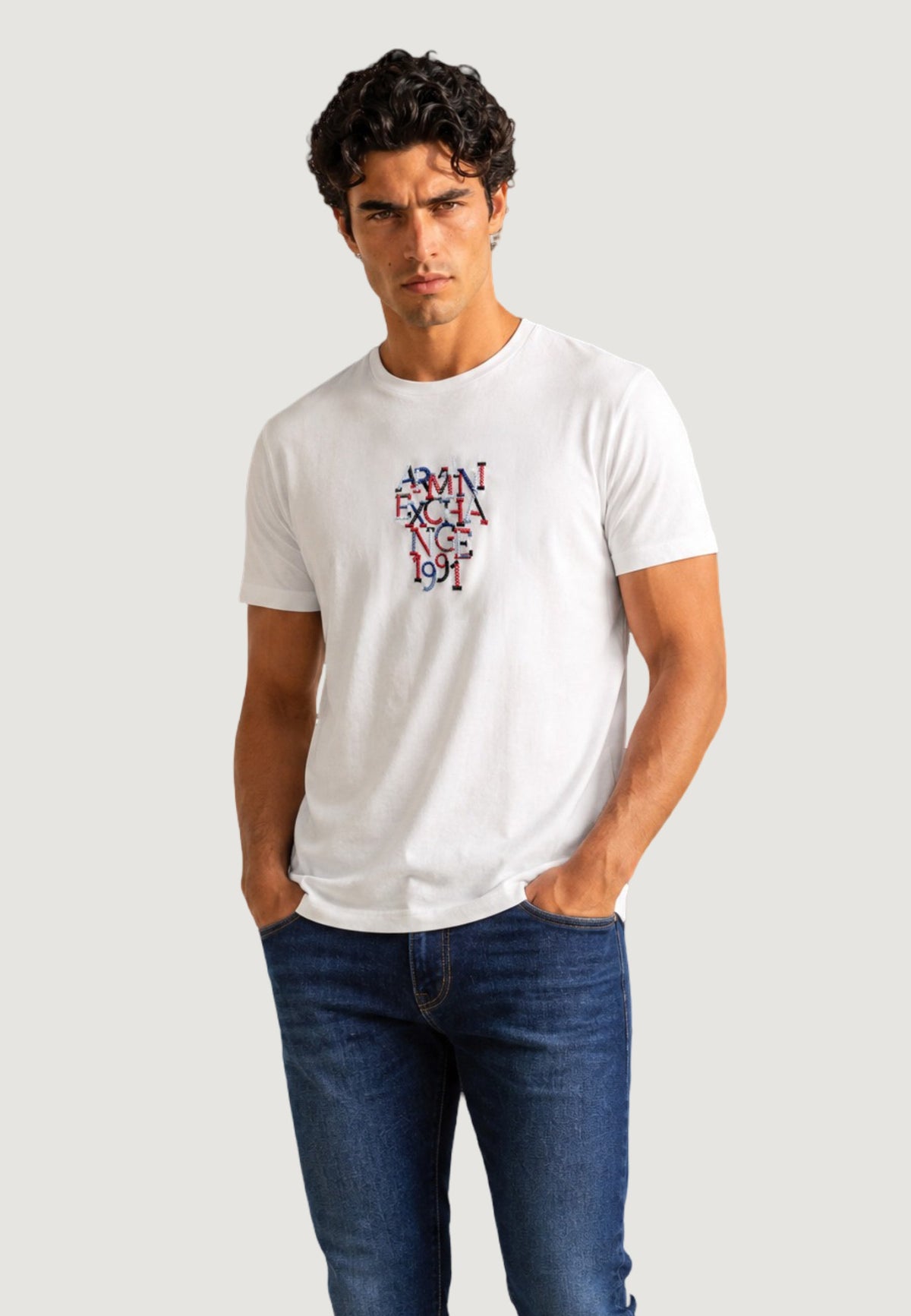 Armani Exchange T-shirt met Ronde Hals Heren – Wit
