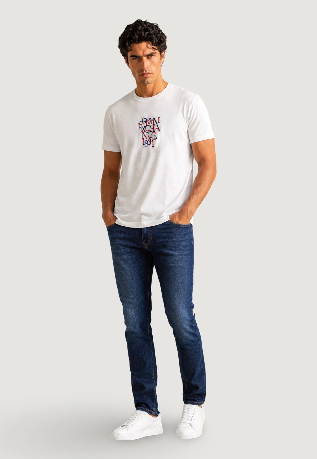 Armani Exchange T-shirt met Ronde Hals Heren – Wit