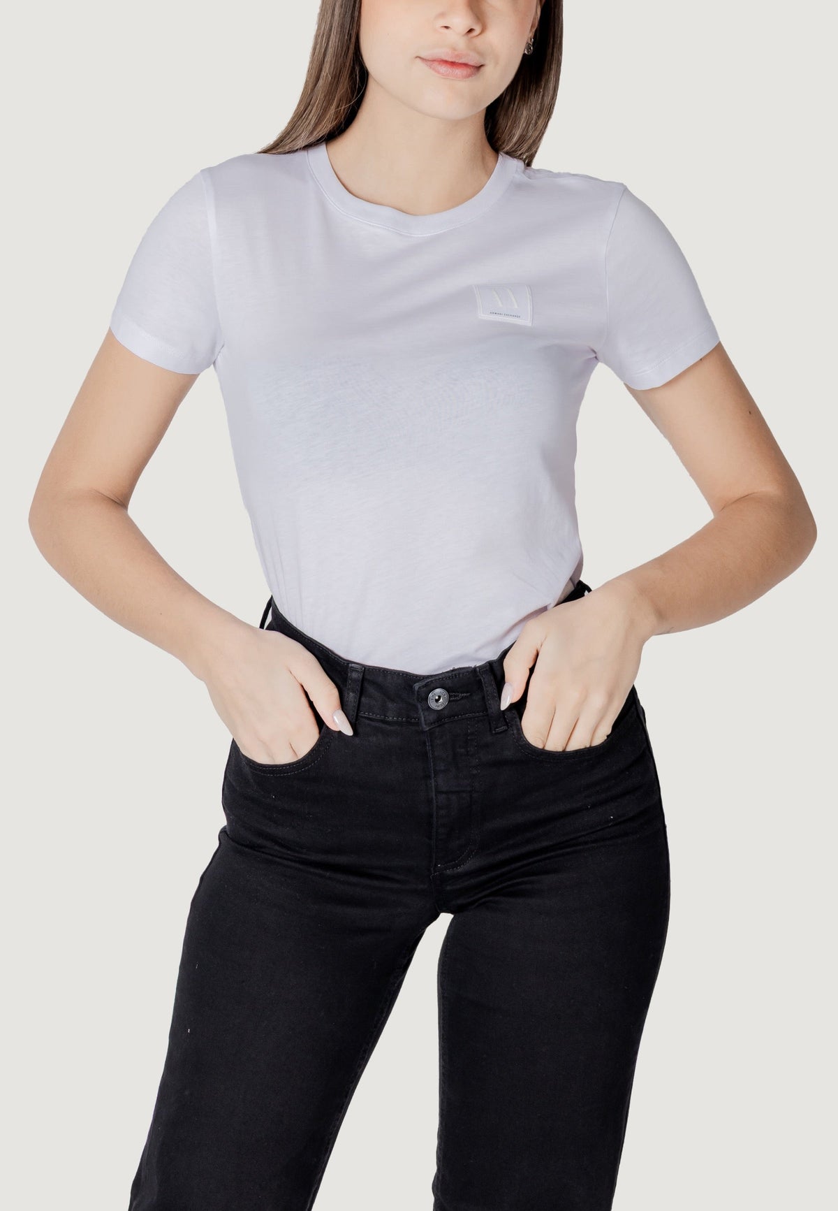 Armani Exchange T-shirt met Korte Mouwen Dames – Wit