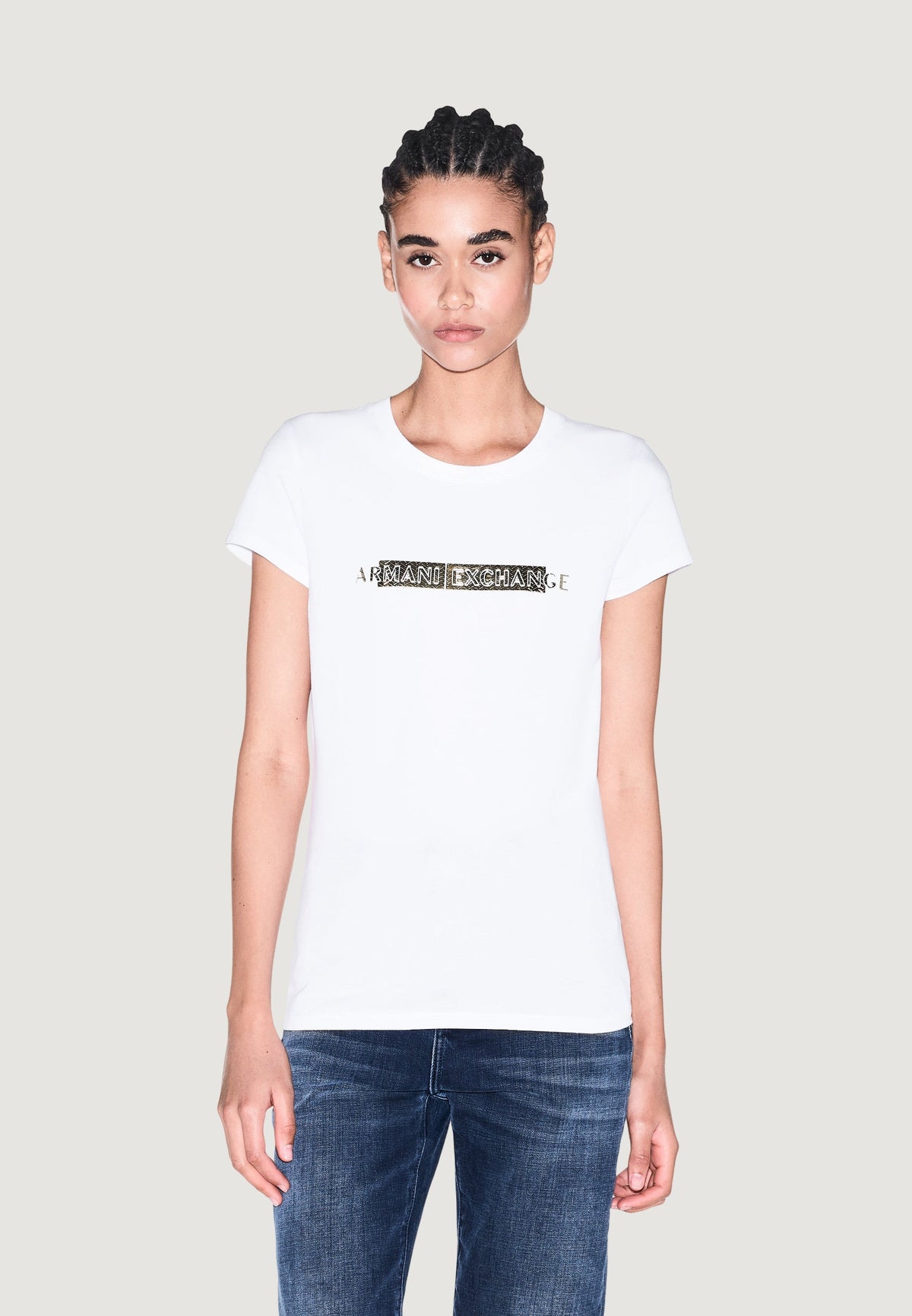 Armani Exchange T-shirt met Ronde Hals Dames – Wit