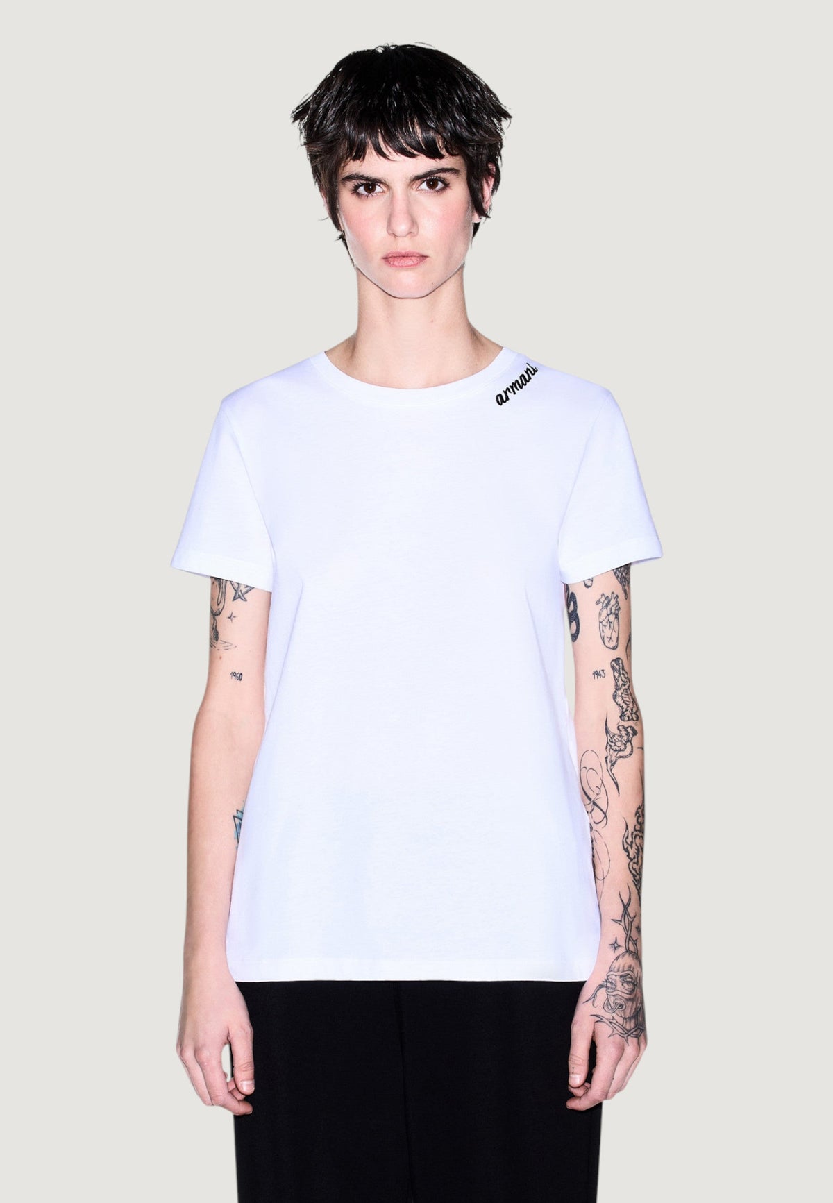 Armani Exchange T-shirt met Korte Mouwen Dames – Wit