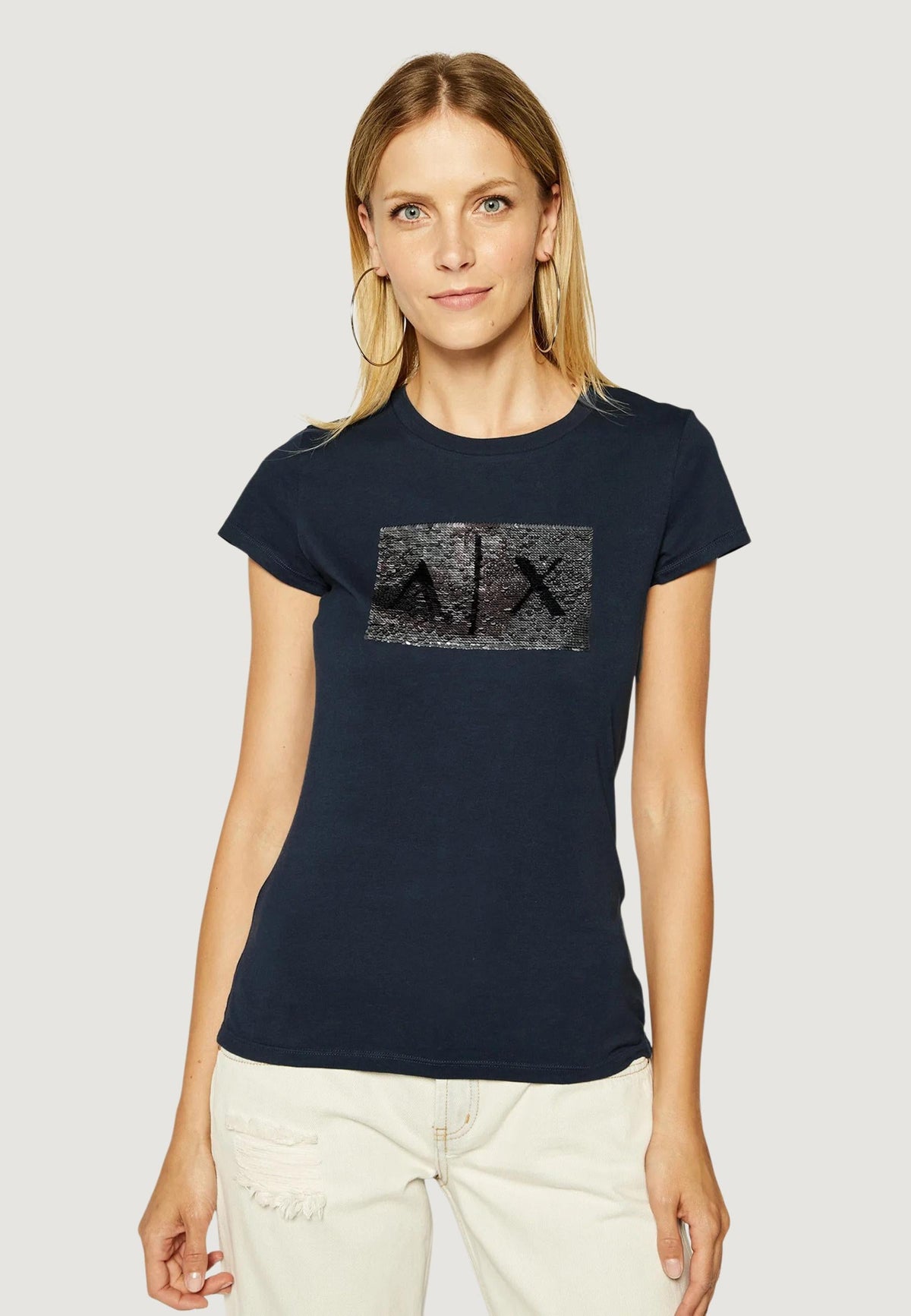 Armani Exchange T-shirt met Korte Mouwen Dames – Blauw