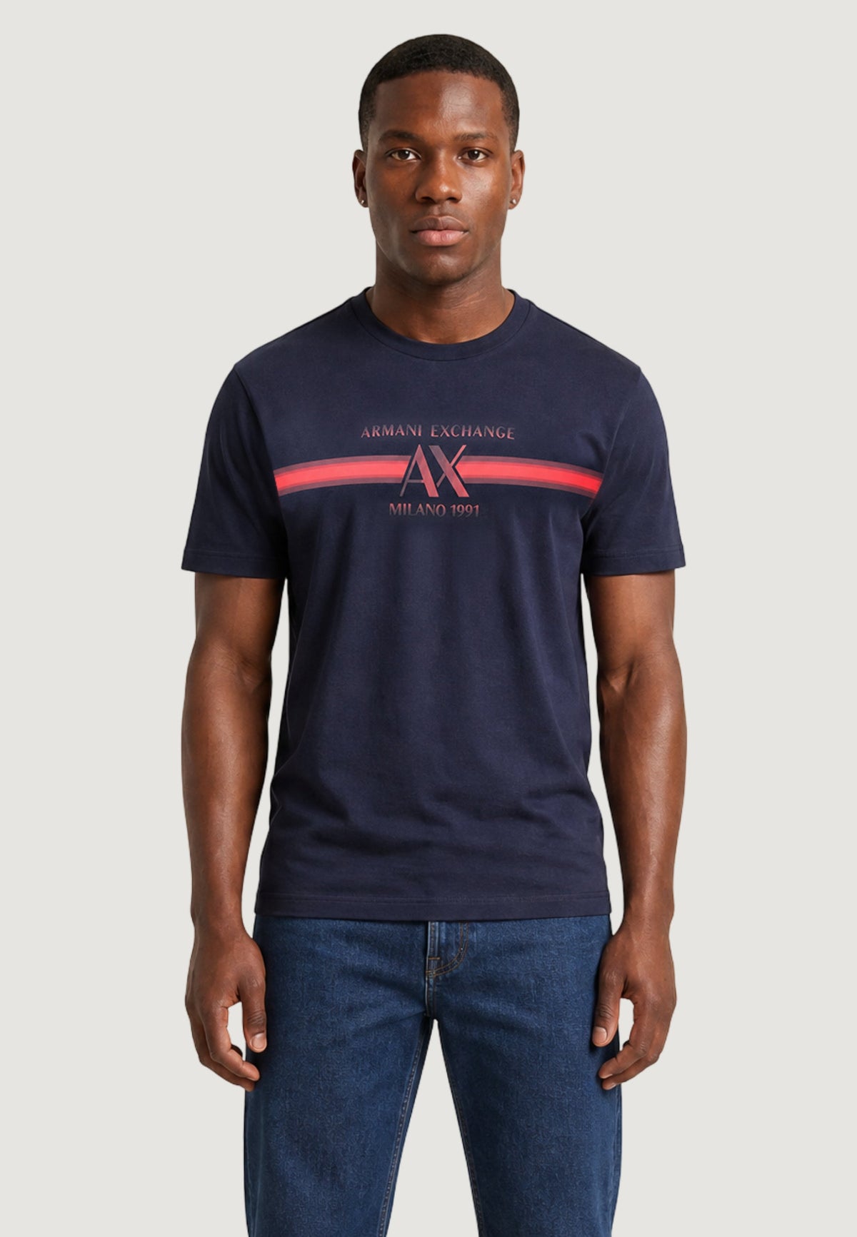 Armani Exchange T-shirt met Print en Ronde Hals Heren – Blauw