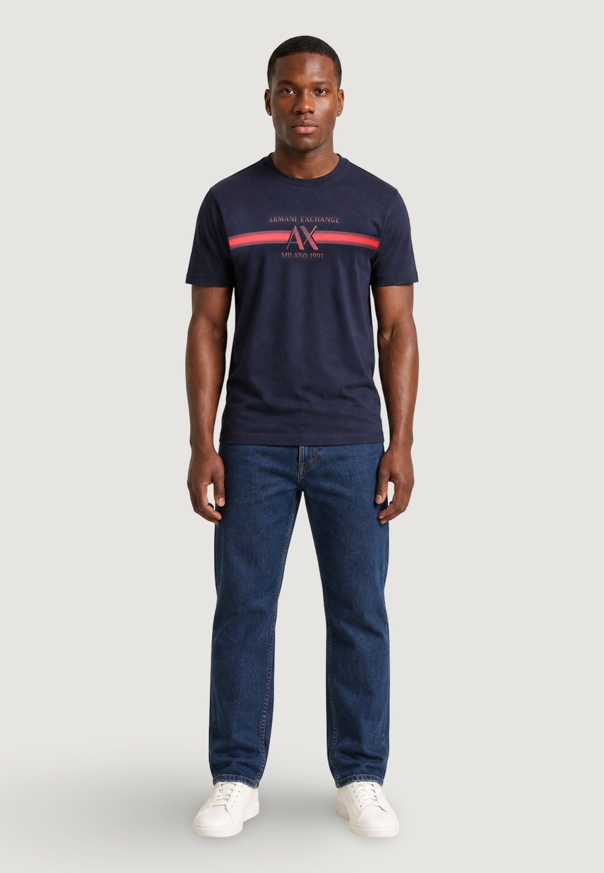 Armani Exchange T-shirt met Print en Ronde Hals Heren – Blauw
