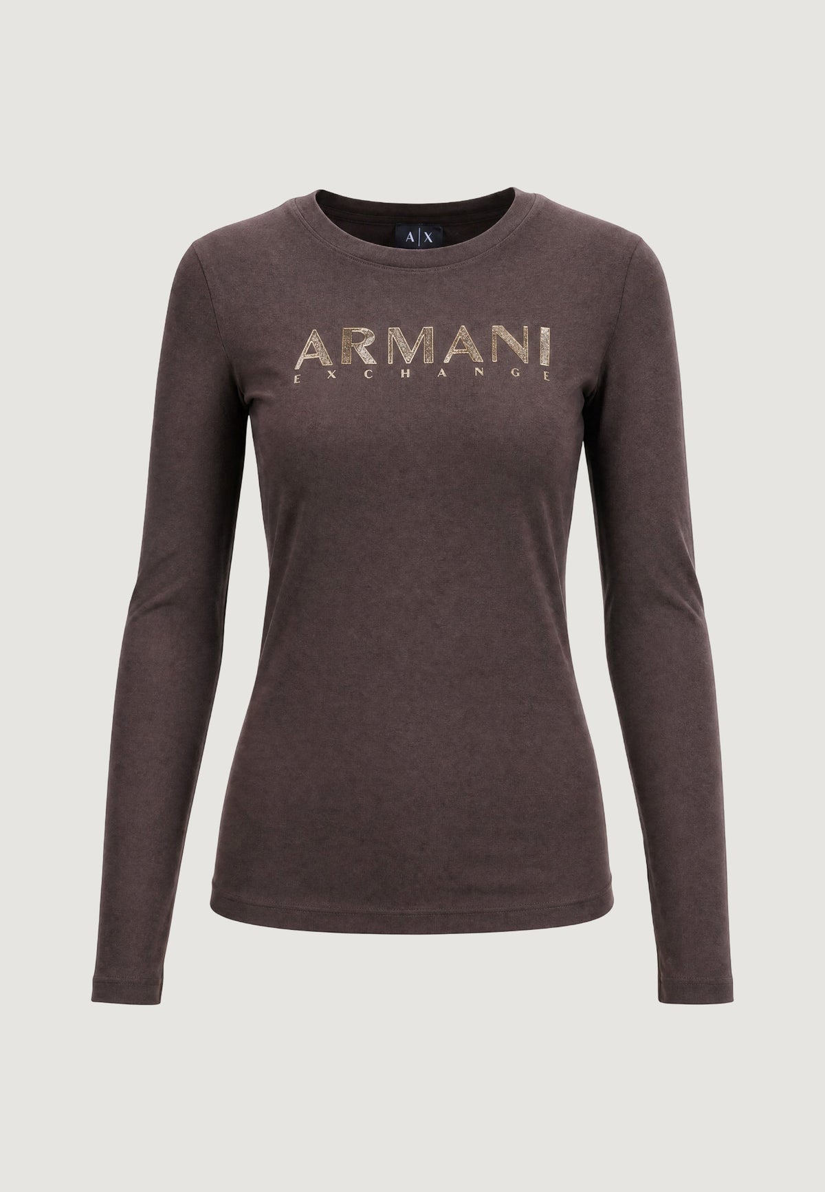 Armani Exchange T-shirt met Lange Mouwen en Print Dames – Bruin