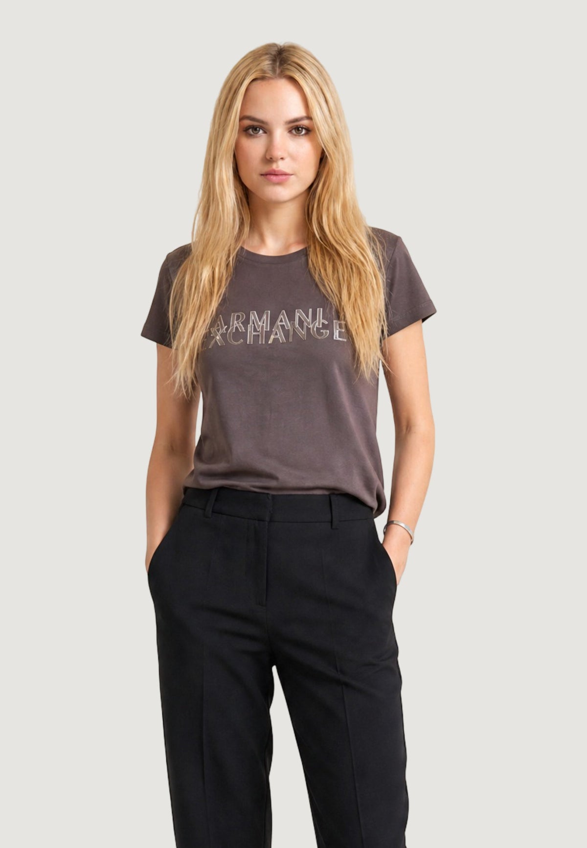 Armani Exchange T-shirt met Print Dames – Bruin