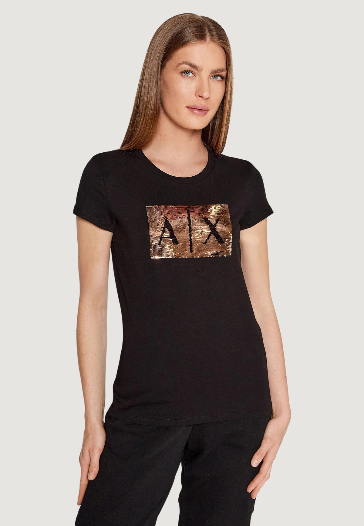 Armani Exchange T-shirt met Print Dames – Zwart