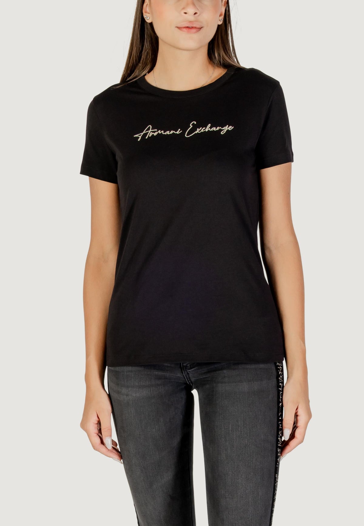 Armani Exchange T-shirt met Korte Mouwen Dames – Zwart