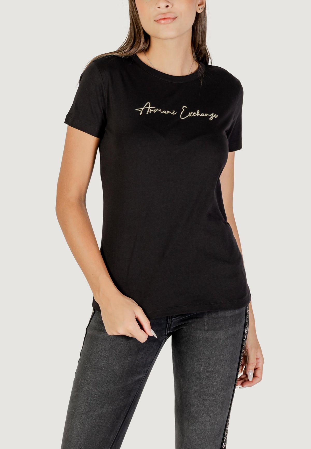 Armani Exchange T-shirt met Korte Mouwen Dames – Zwart