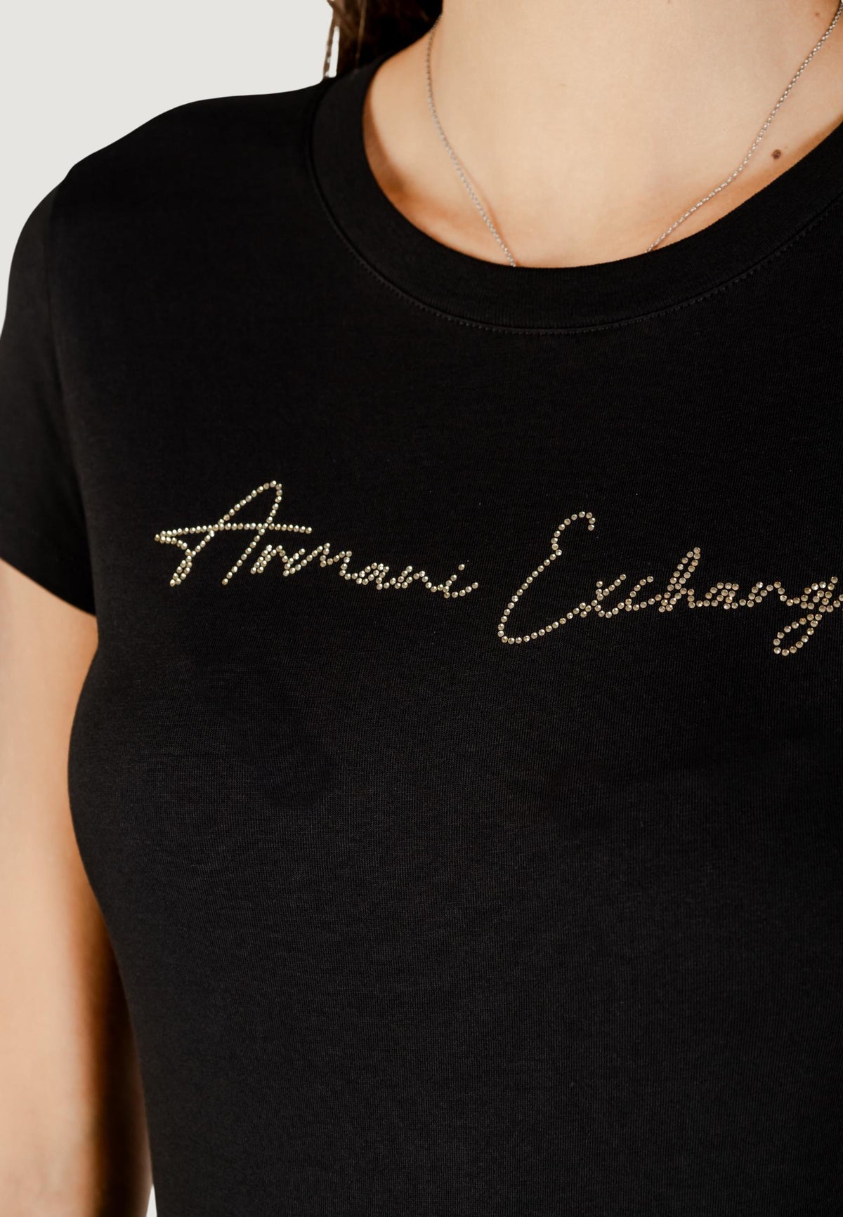 Armani Exchange T-shirt met Strass – Zwart