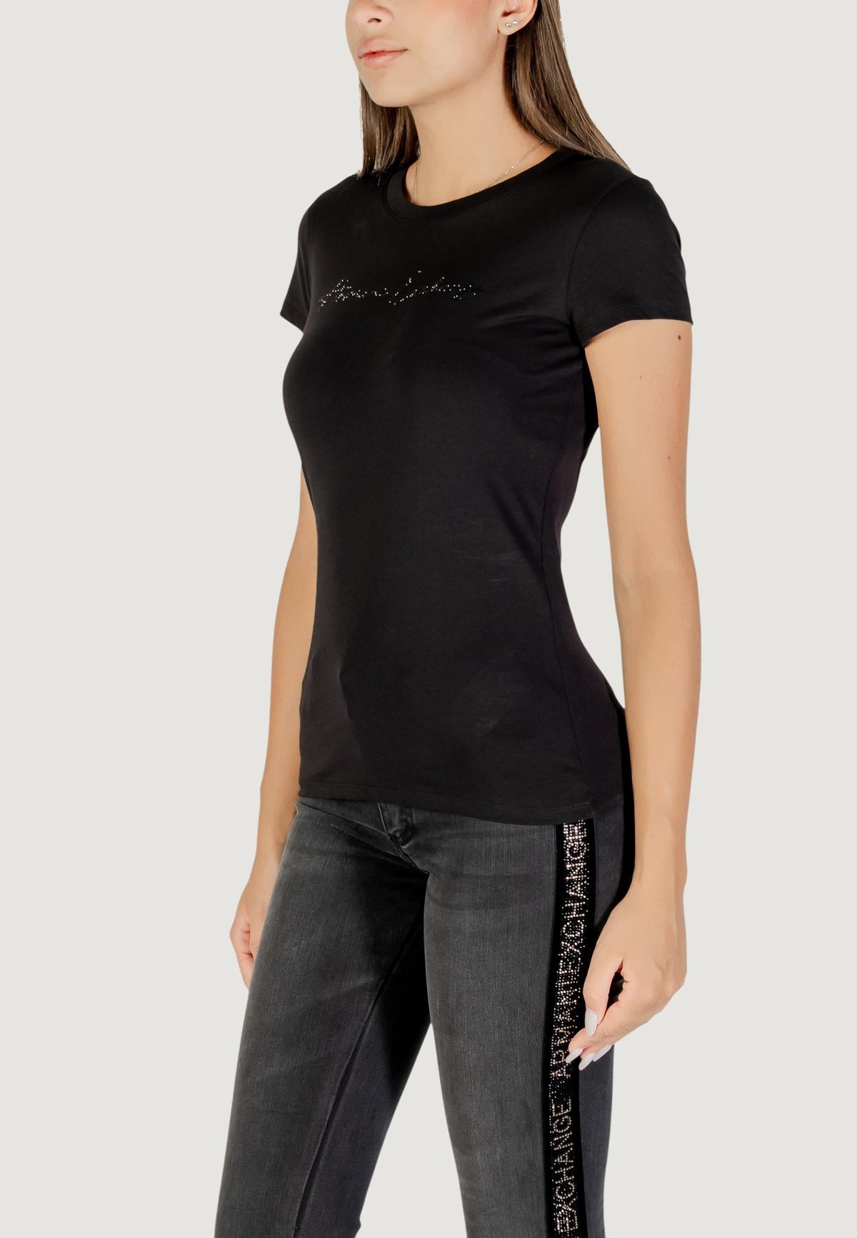 Armani Exchange T-shirt met Strass – Zwart