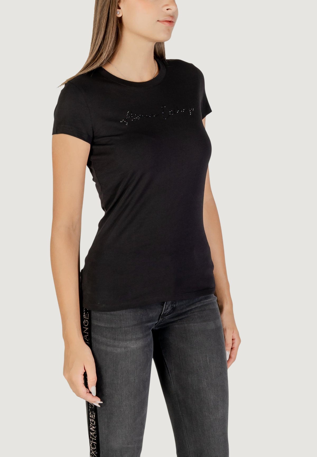 Armani Exchange T-shirt met Strass – Zwart