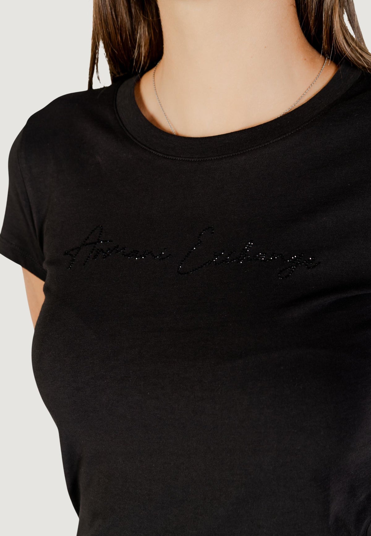 Armani Exchange T-shirt met Strass – Zwart