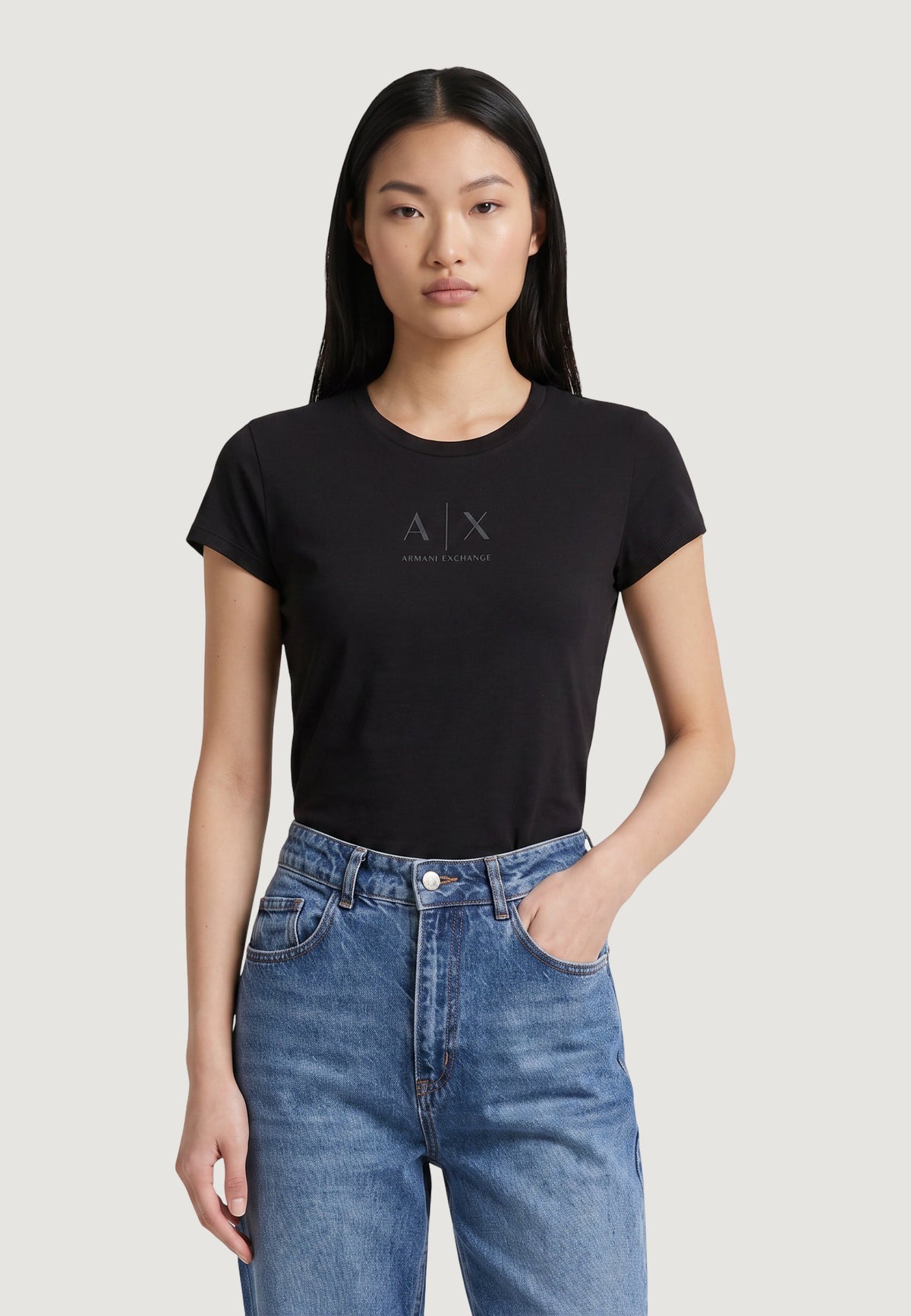 Armani Exchange T-shirt met Ronde Hals Dames – Zwart