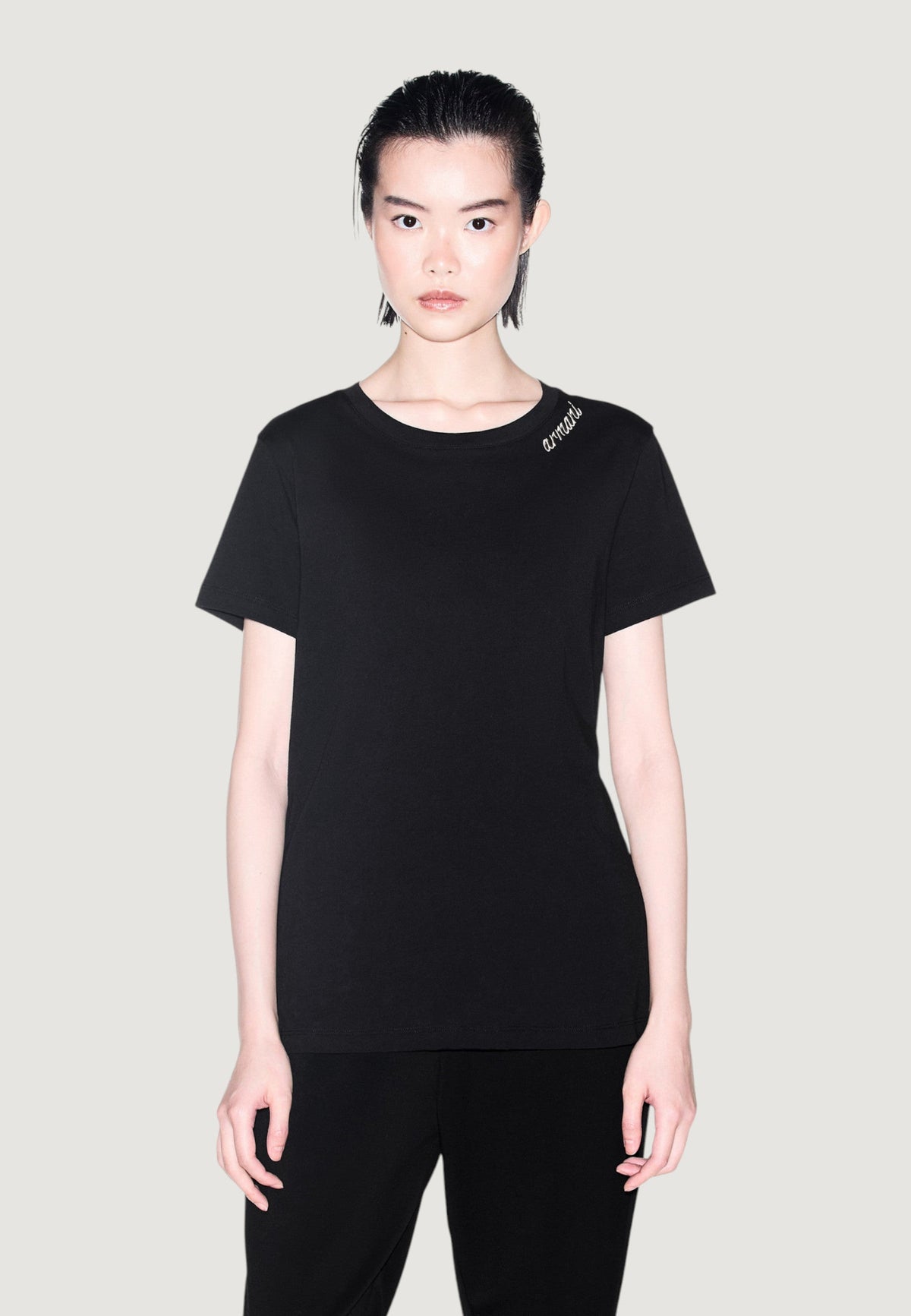 Armani Exchange T-shirt met Ronde Hals Dames – Zwart