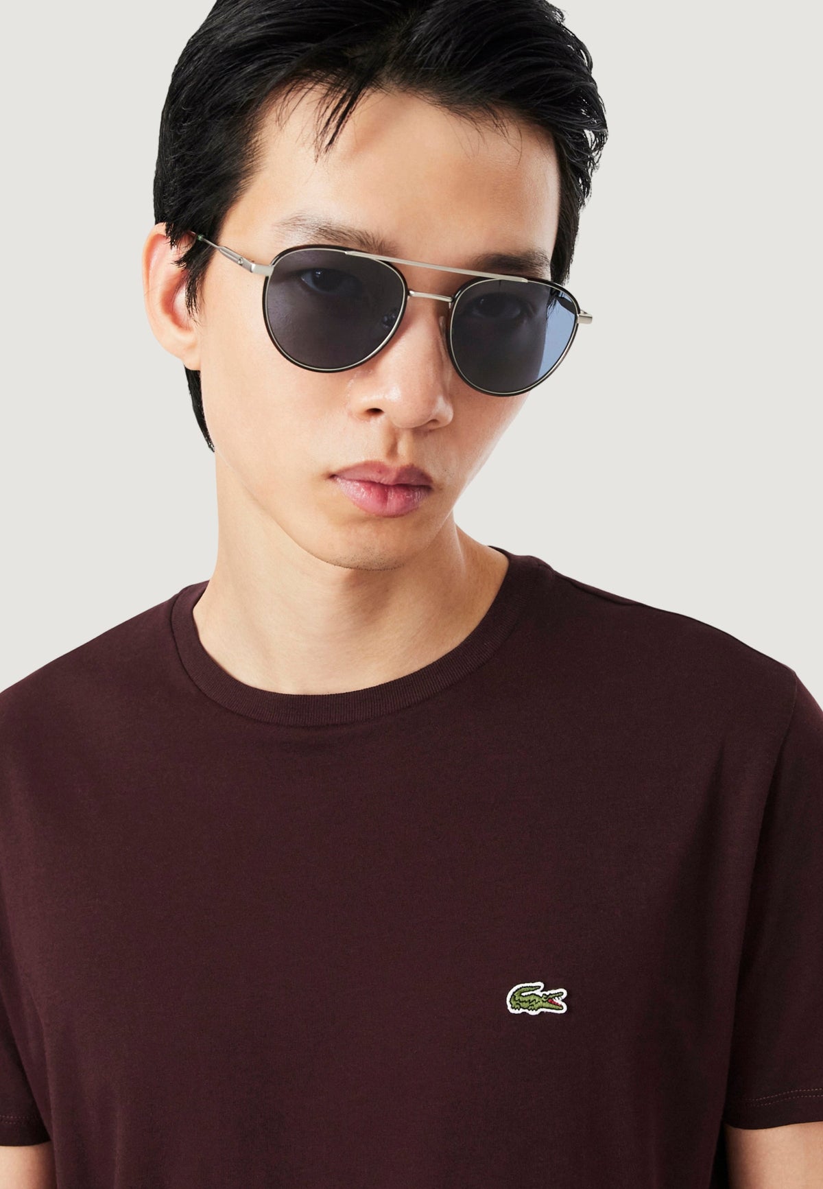 Lacoste Katoenen T-shirt met korte mouwen en logo – Bordeauxrood