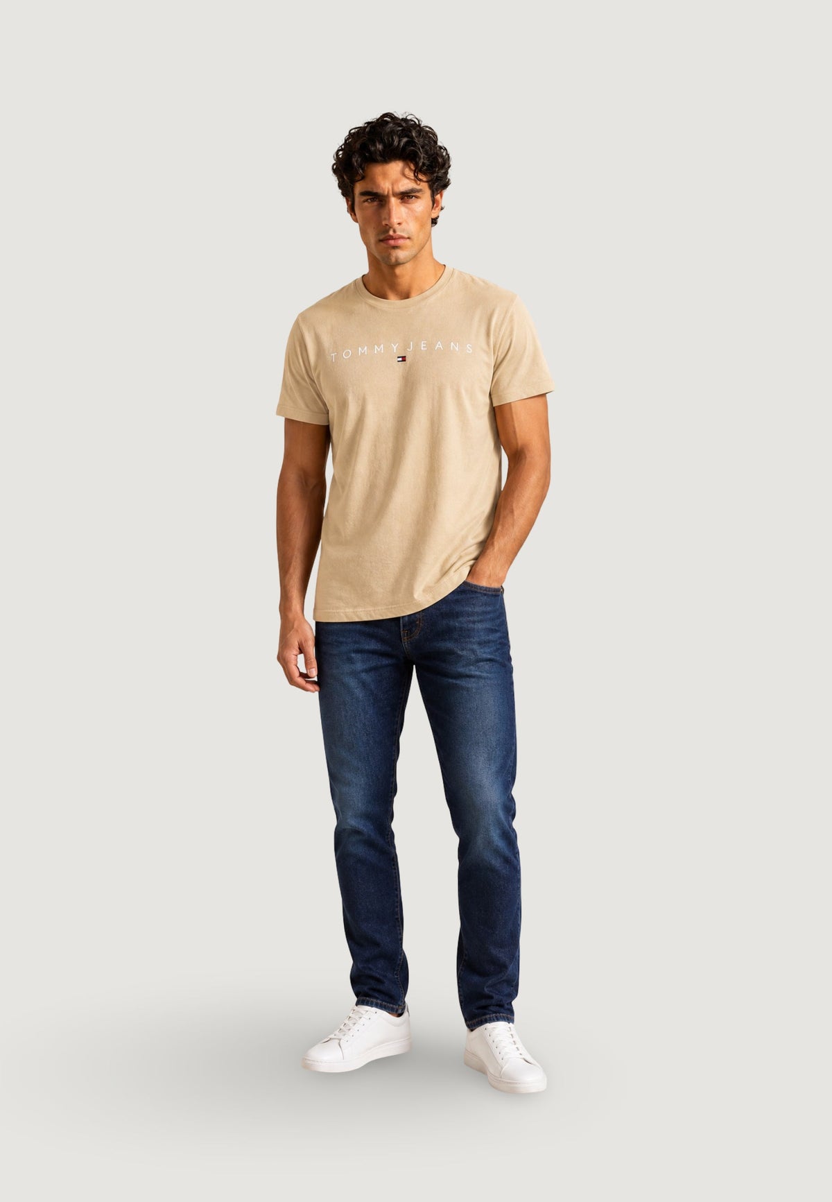 Tommy Hilfiger Regular fit T-shirt met logo – Beige