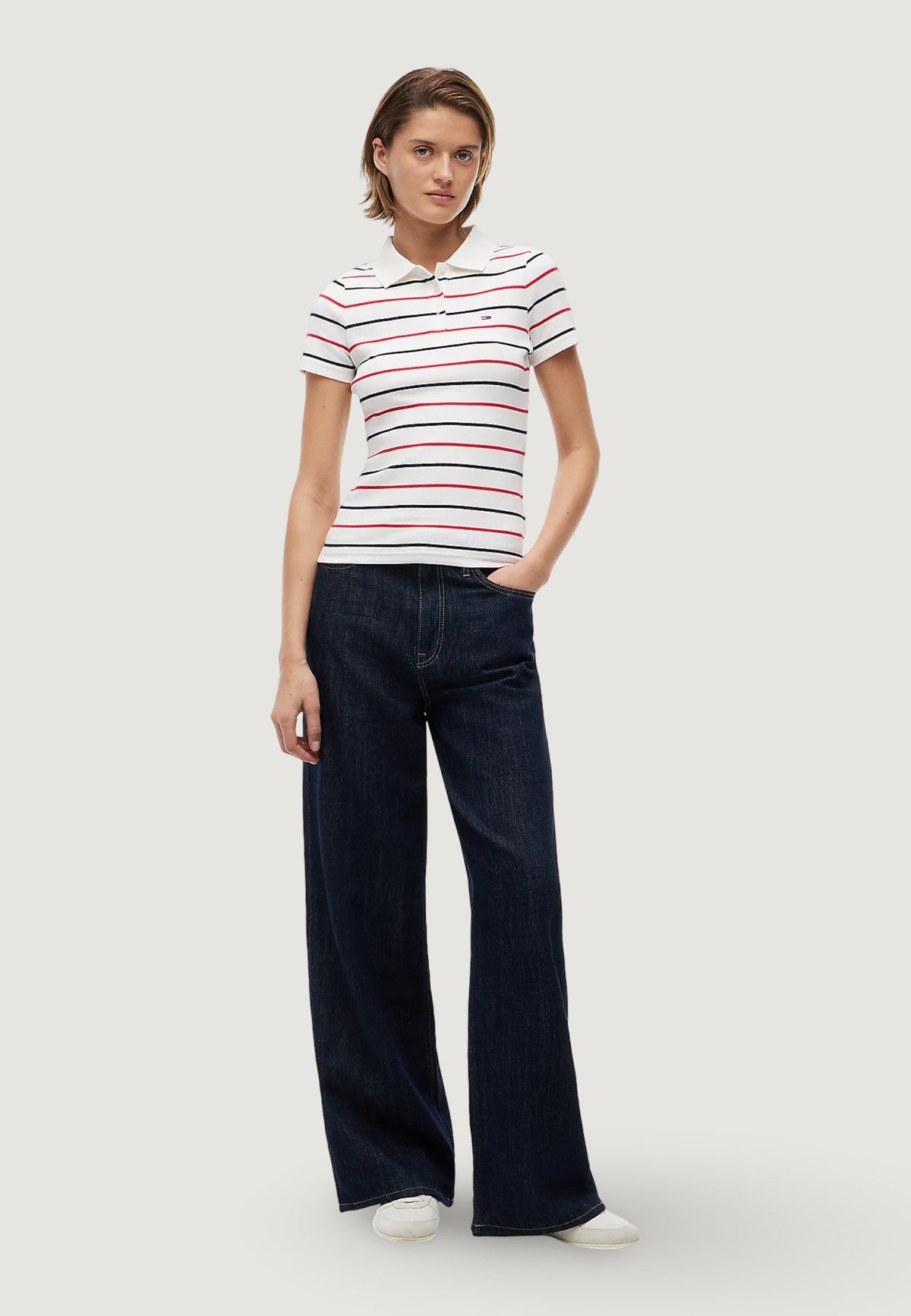 Tommy Hilfiger Gestreepte polo met korte mouwen – Wit