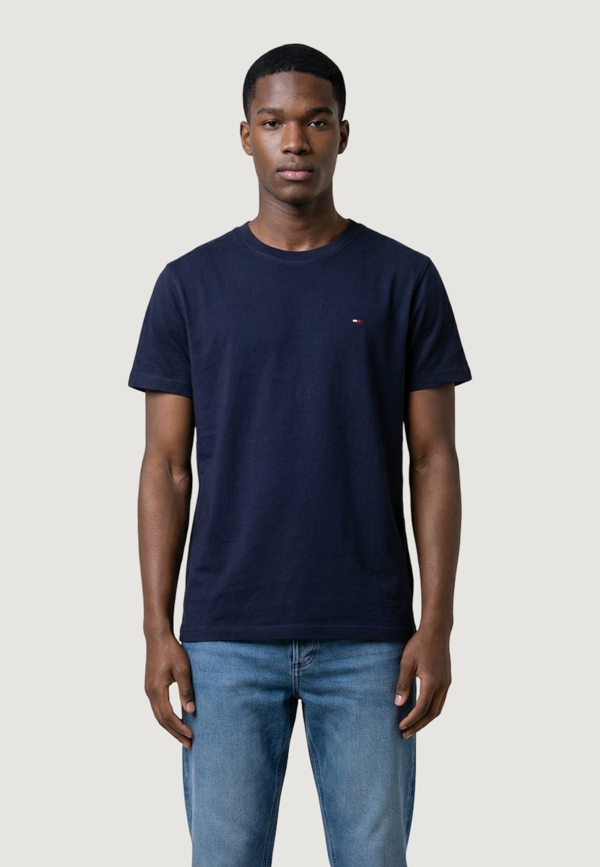 Tommy Hilfiger Katoenen T-shirt met ronde hals Heren – Marineblauw