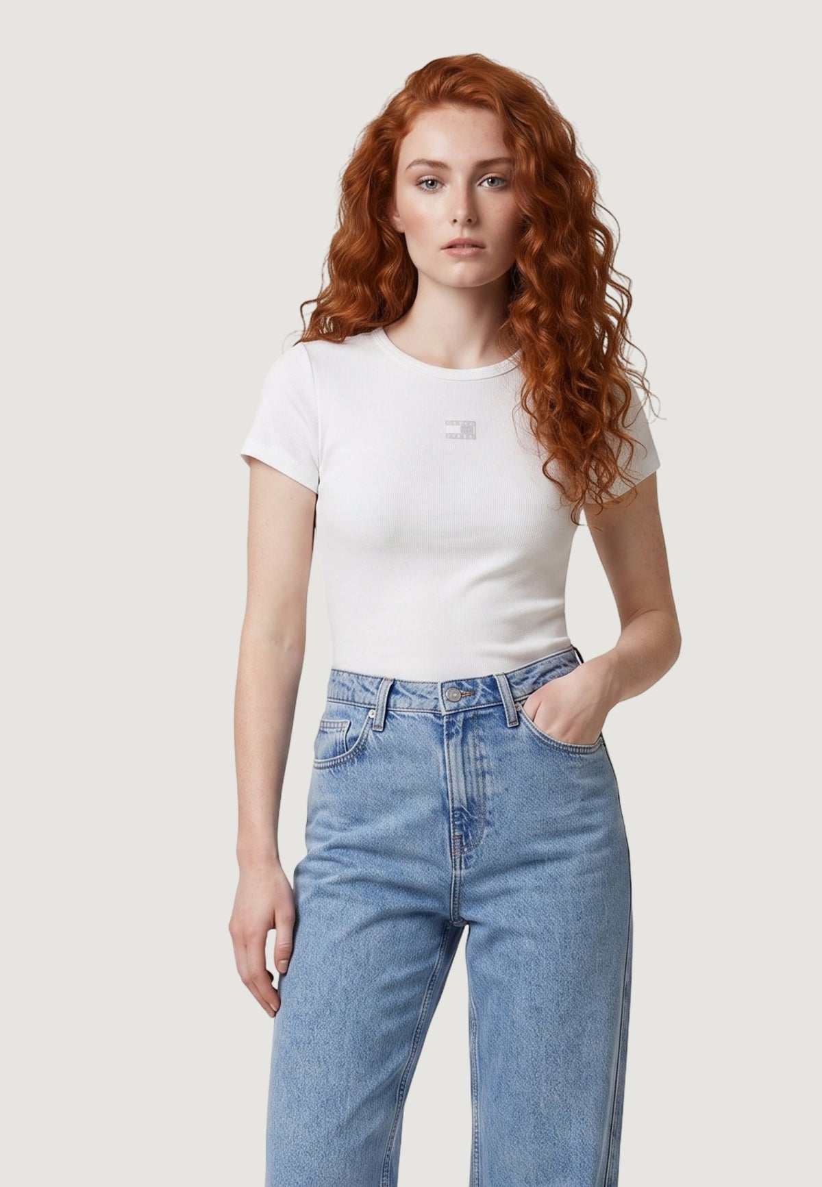 Tommy Hilfiger T-shirt met korte mouwen en ronde hals – Wit