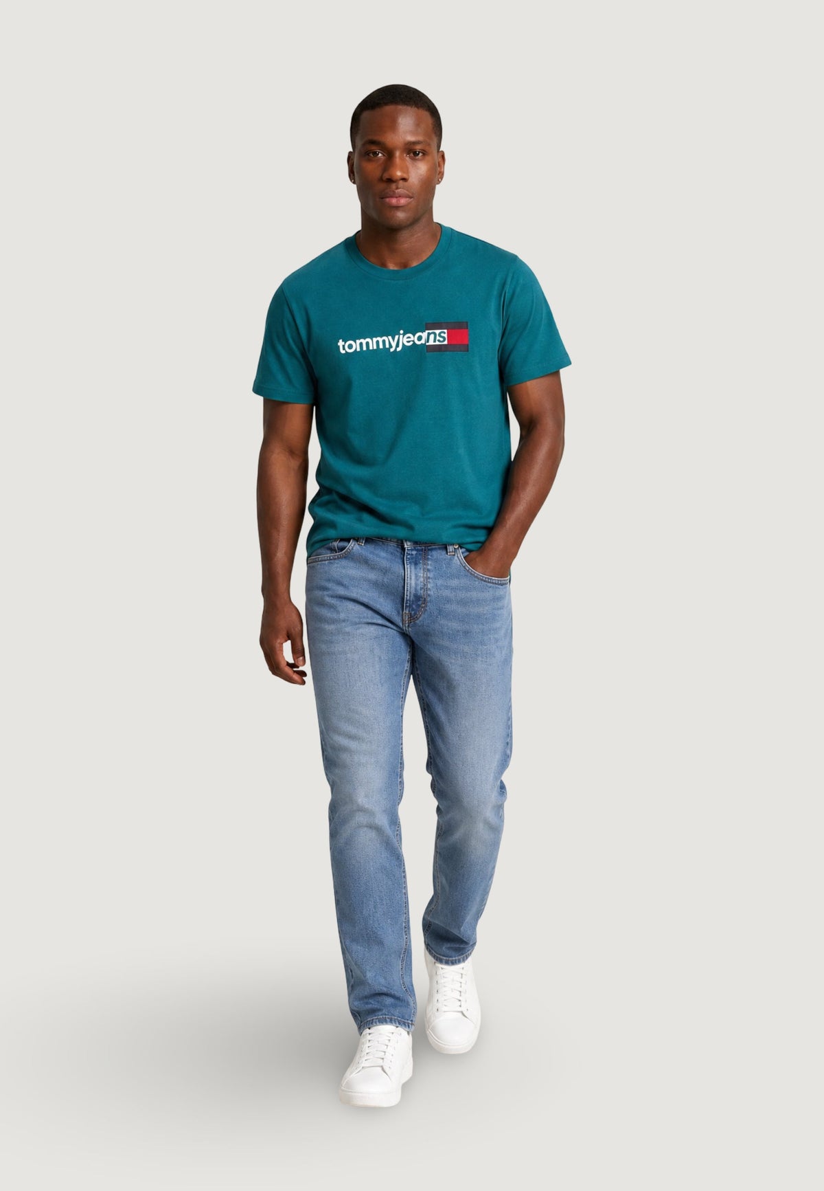 Tommy Hilfiger Katoenen T-shirt met kleine print en ronde hals – Groen