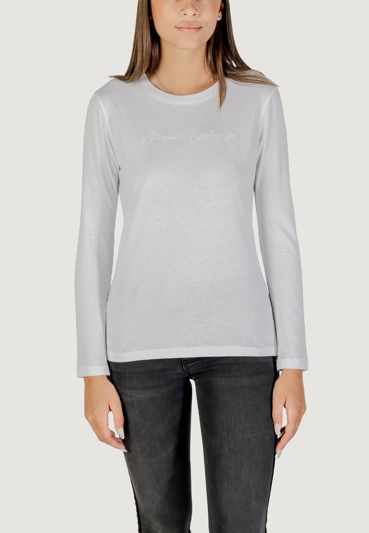 Armani Exchange T-shirt met Lange Mouwen Dames – Wit