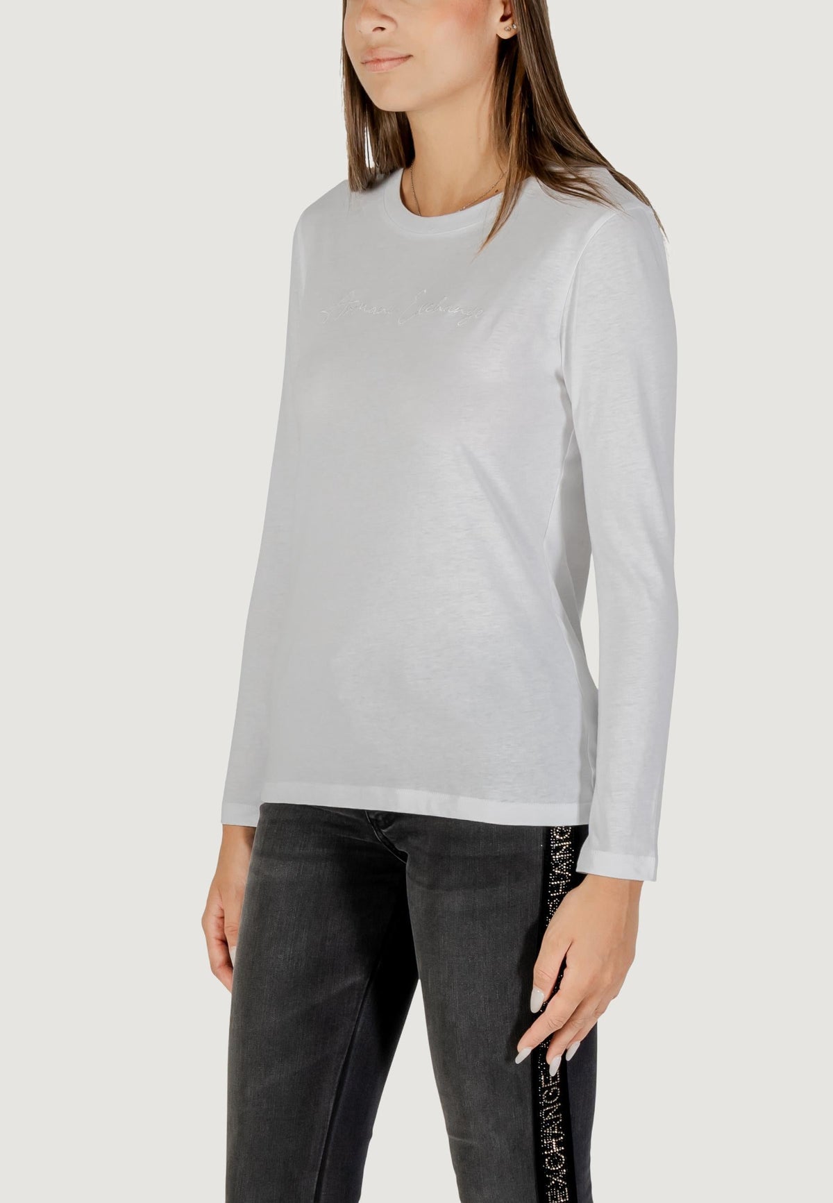 Armani Exchange T-shirt met Lange Mouwen Dames – Wit