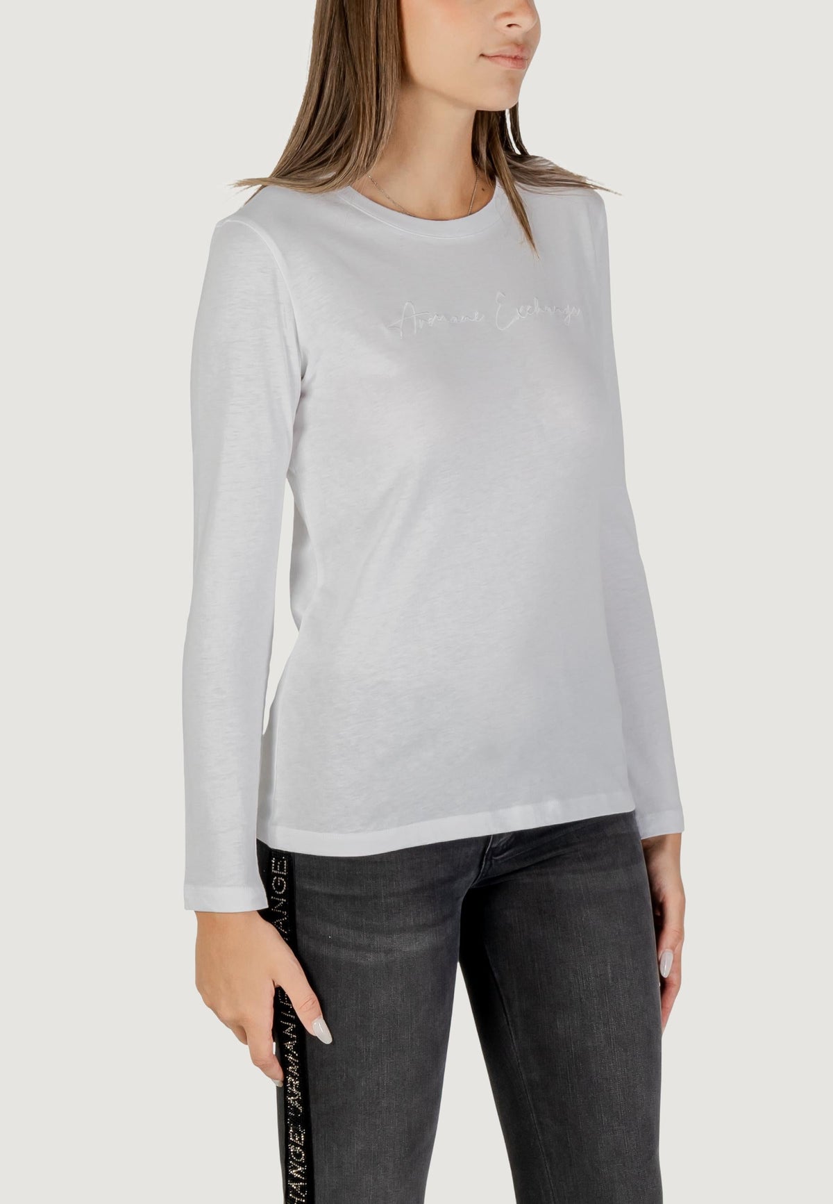 Armani Exchange T-shirt met Lange Mouwen Dames – Wit