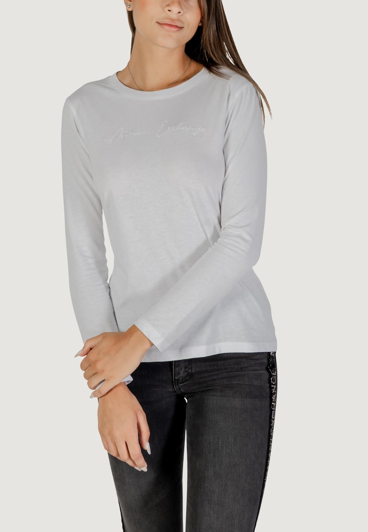 Armani Exchange T-shirt met Lange Mouwen Dames – Wit