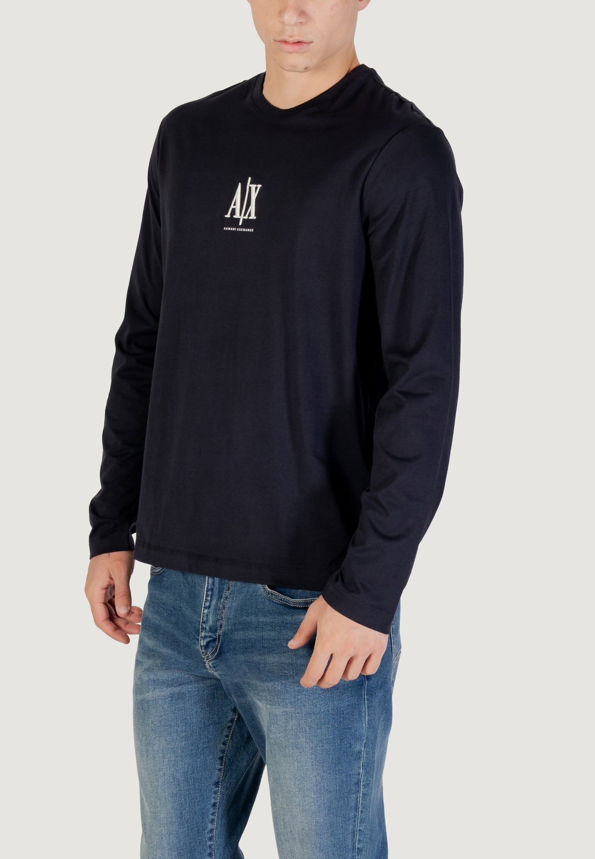 Armani Exchange T-shirt met Lange Mouwen en Print Heren – Marineblauw