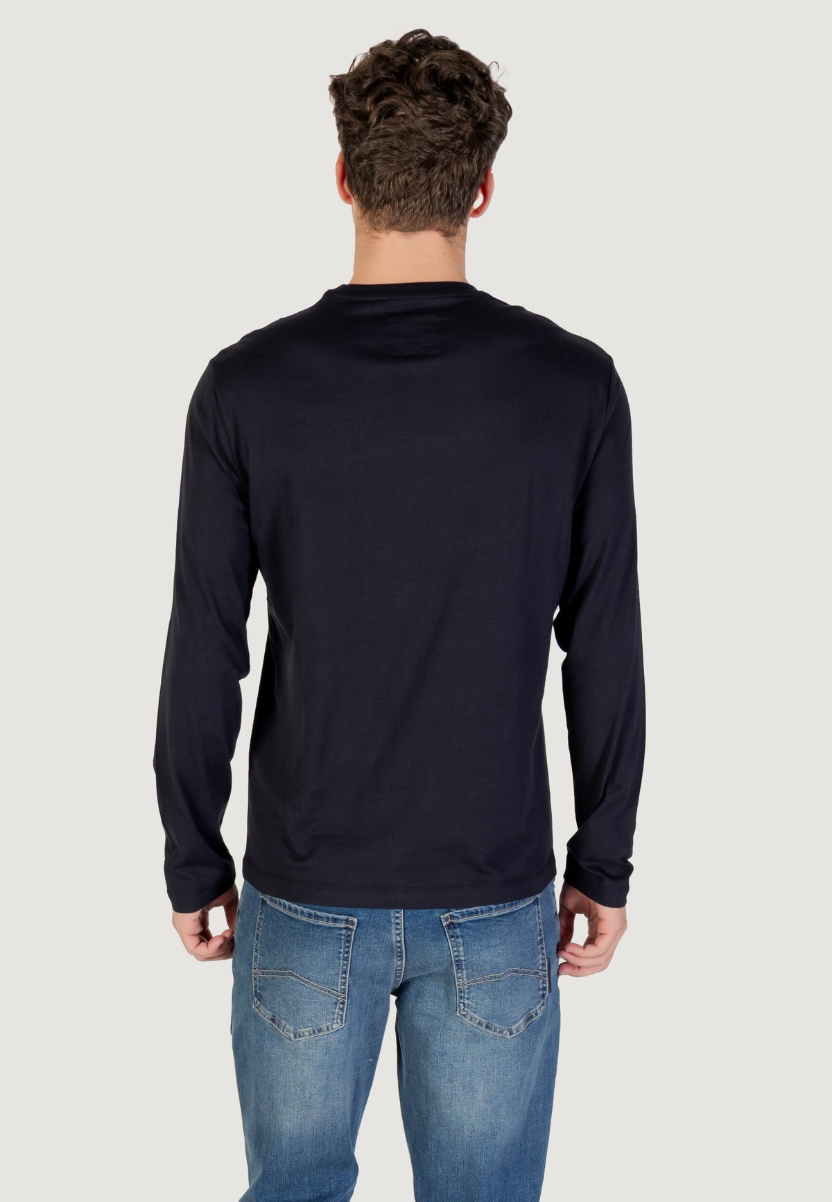 Armani Exchange T-shirt met Lange Mouwen en Print Heren – Marineblauw