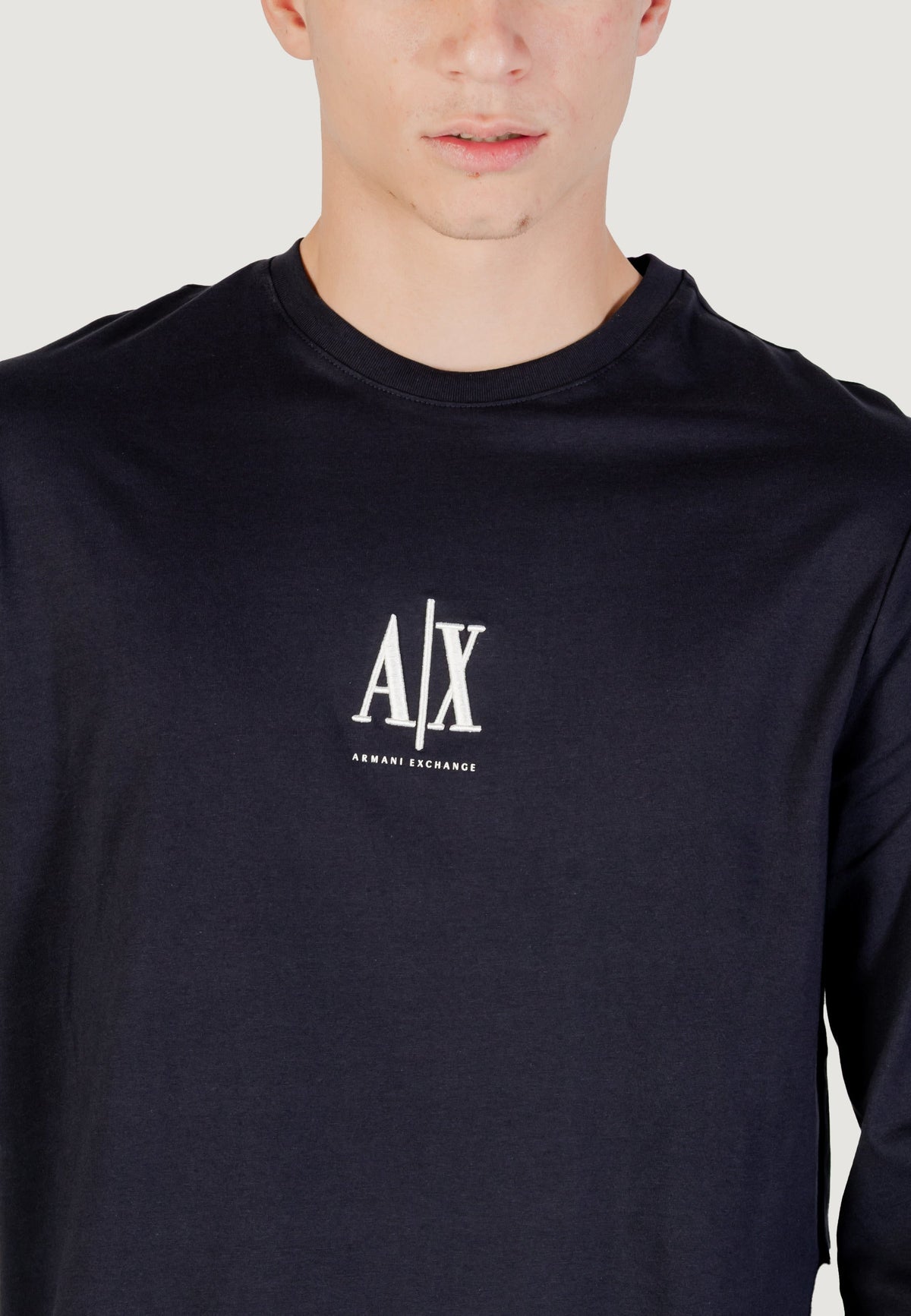 Armani Exchange T-shirt met Lange Mouwen en Print Heren – Marineblauw