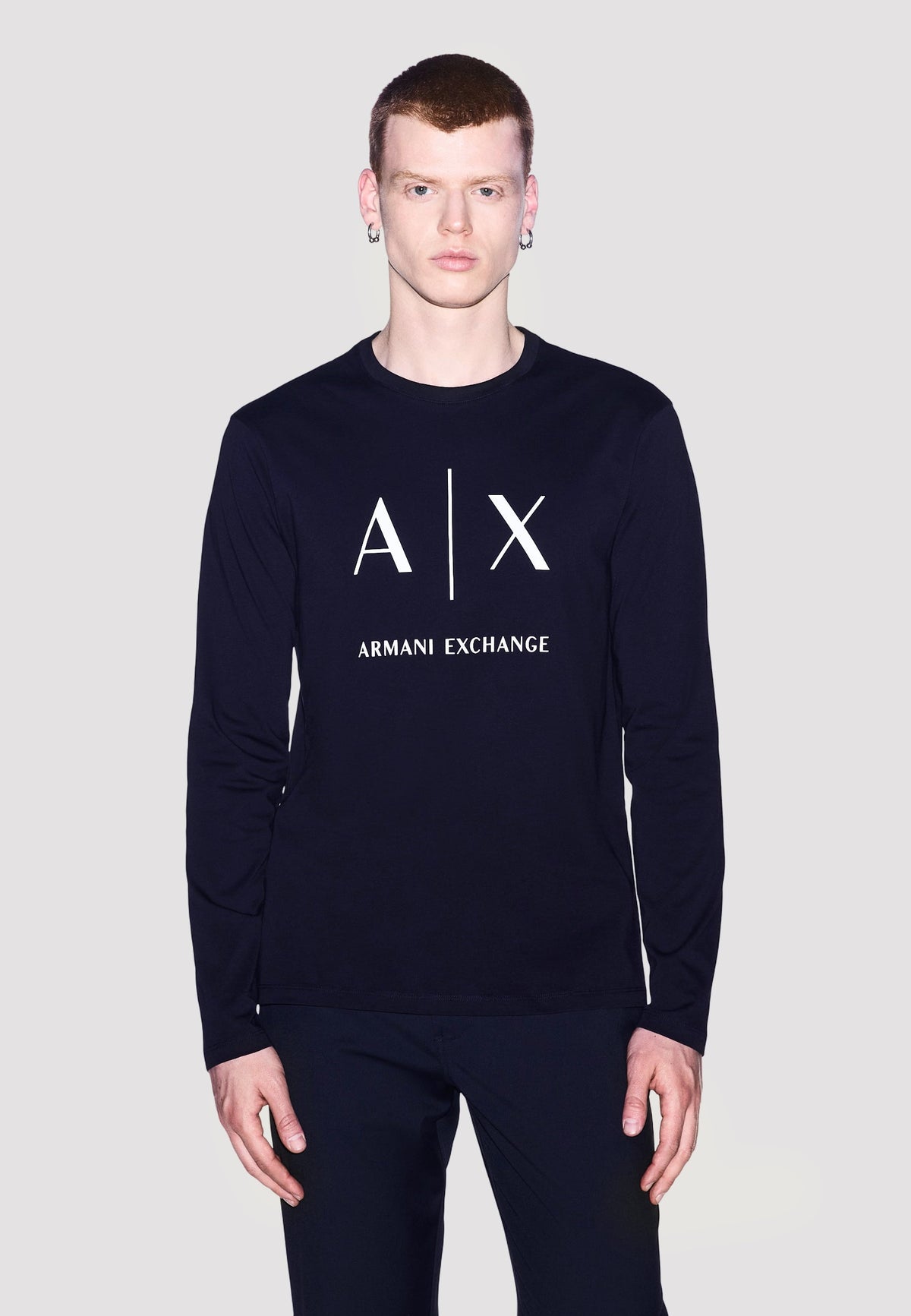 Armani Exchange T-shirt met Lange Mouwen Heren – Marineblauw