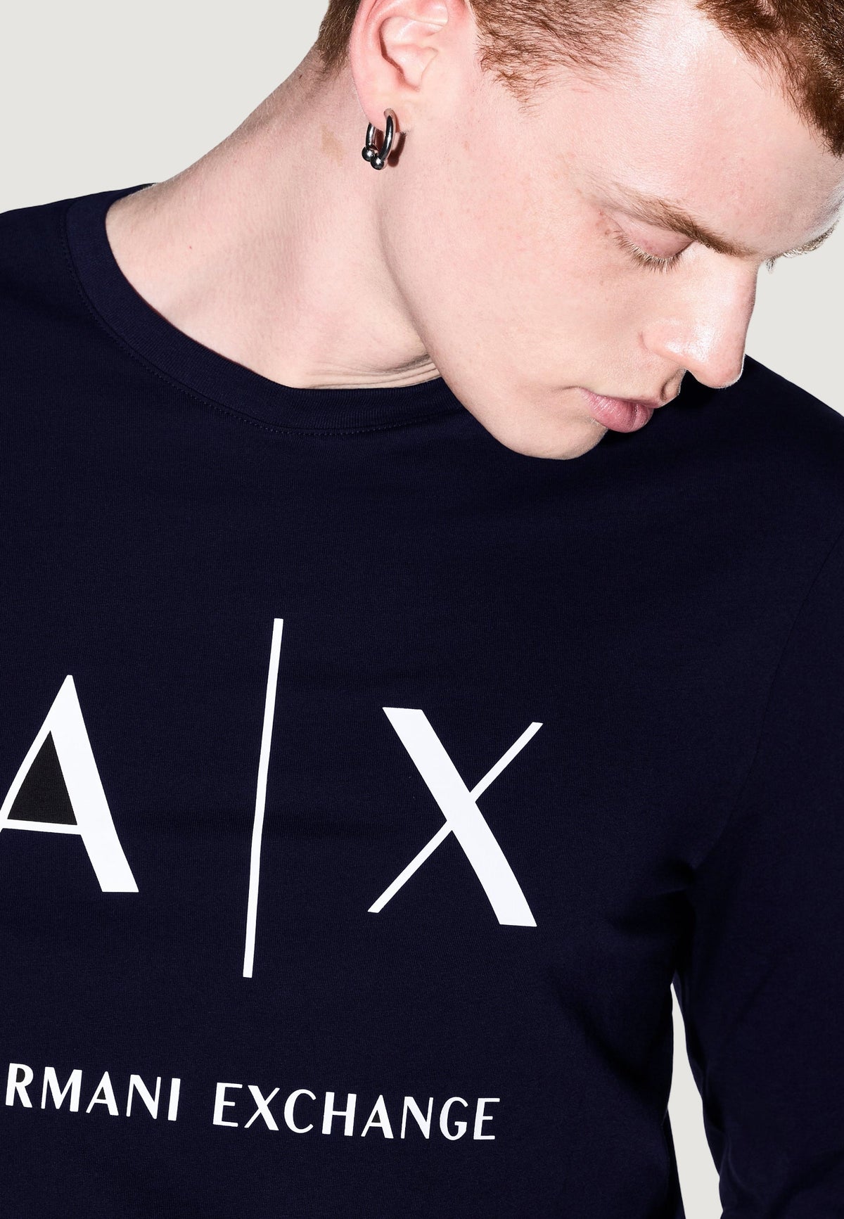 Armani Exchange T-shirt met Lange Mouwen Heren – Marineblauw