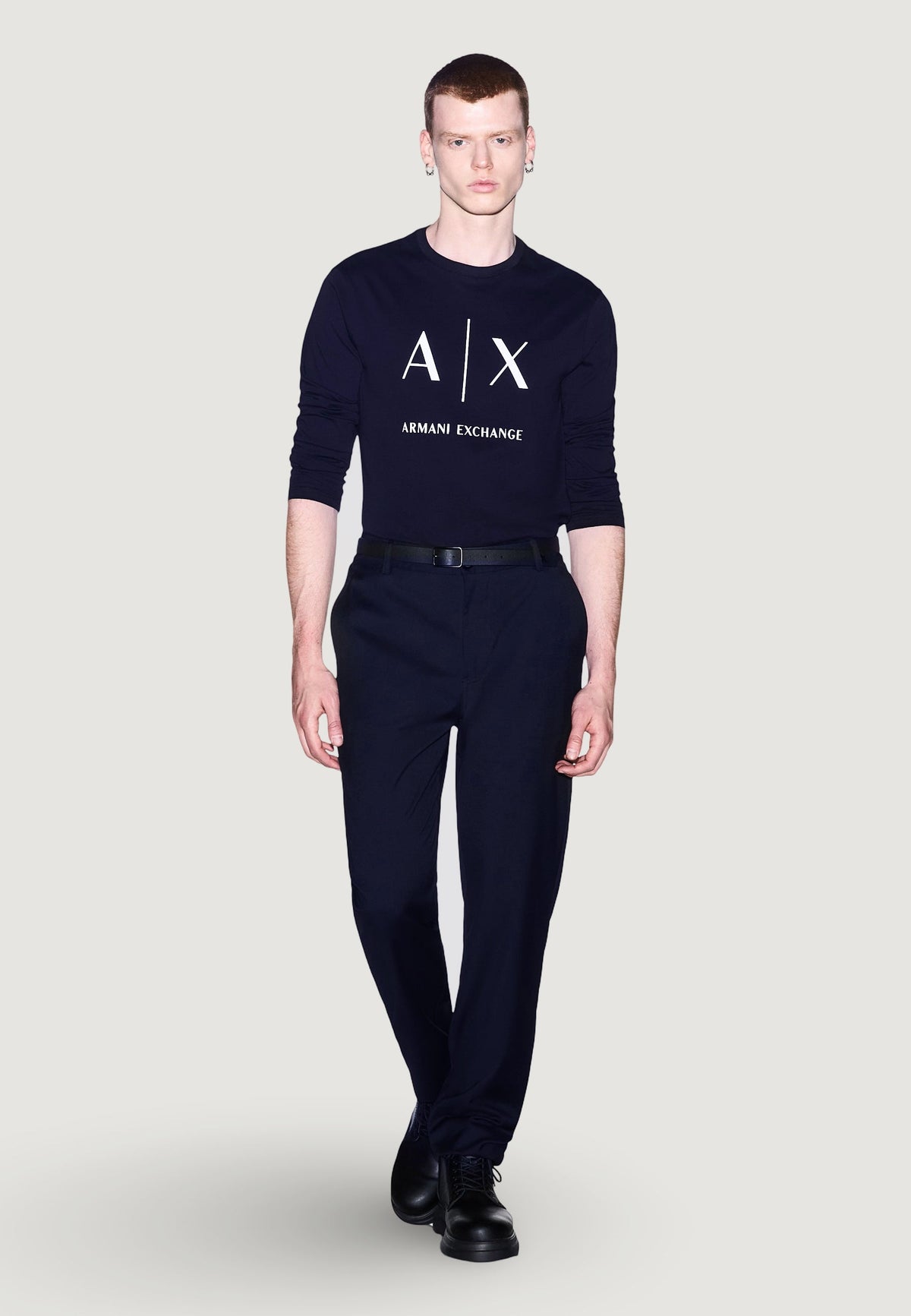 Armani Exchange T-shirt met Lange Mouwen Heren – Marineblauw