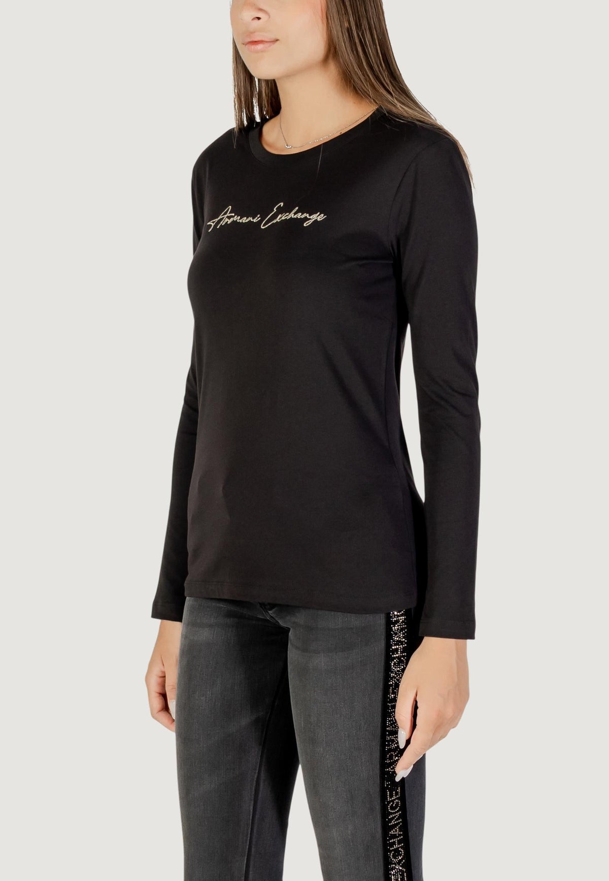 Armani Exchange T-shirt met Lange Mouwen Dames – Zwart