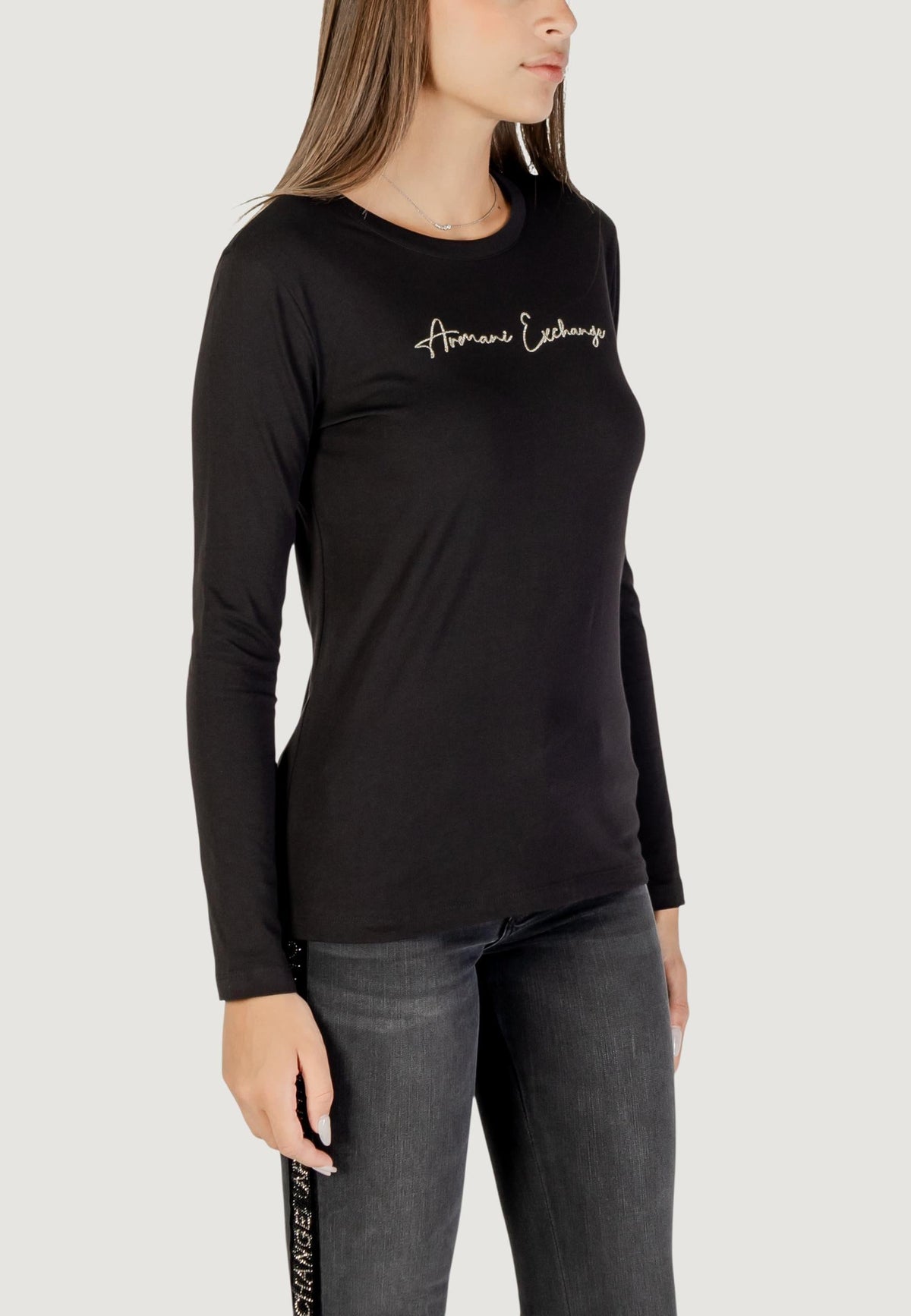 Armani Exchange T-shirt met Lange Mouwen Dames – Zwart
