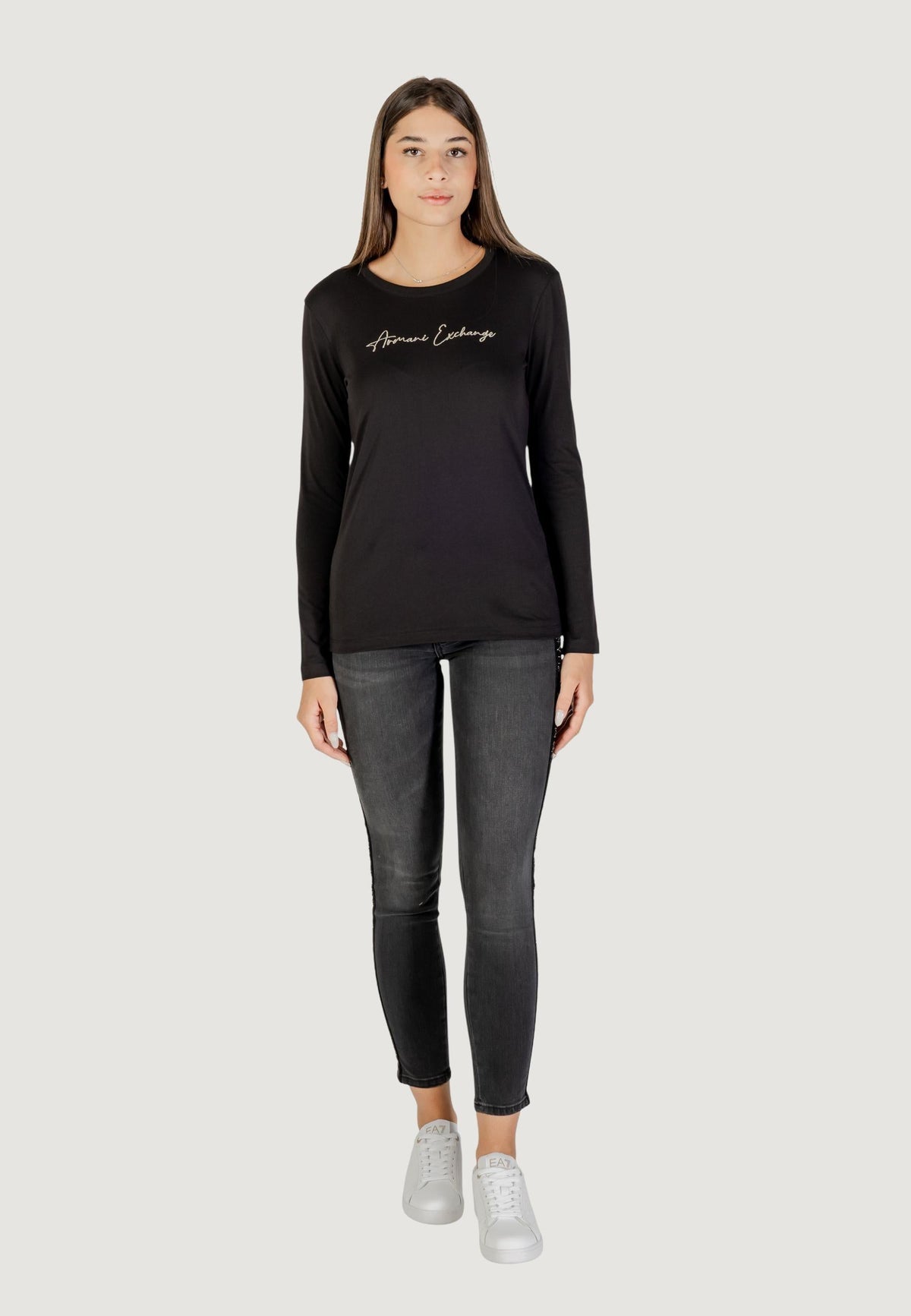 Armani Exchange T-shirt met Lange Mouwen Dames – Zwart