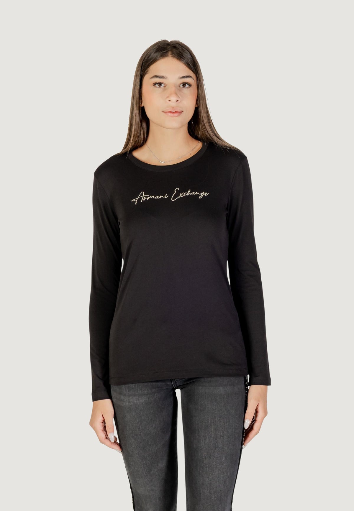 Armani Exchange T-shirt met Lange Mouwen Dames – Zwart