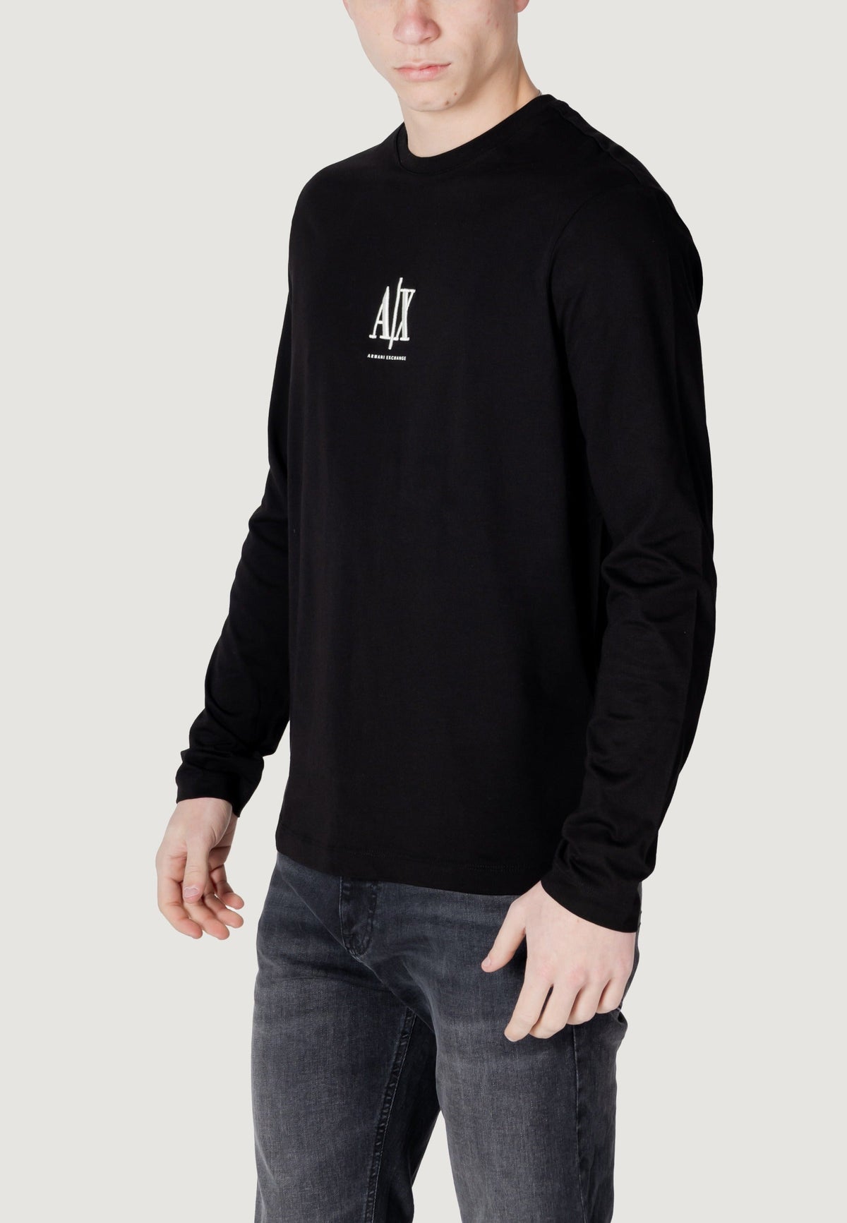 Armani Exchange T-shirt met Lange Mouwen en Print Heren – Zwart