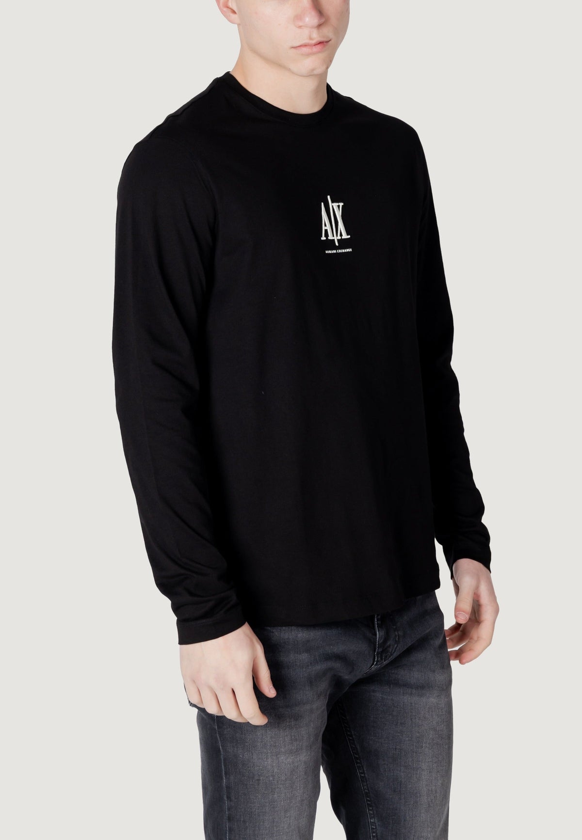 Armani Exchange T-shirt met Lange Mouwen en Print Heren – Zwart