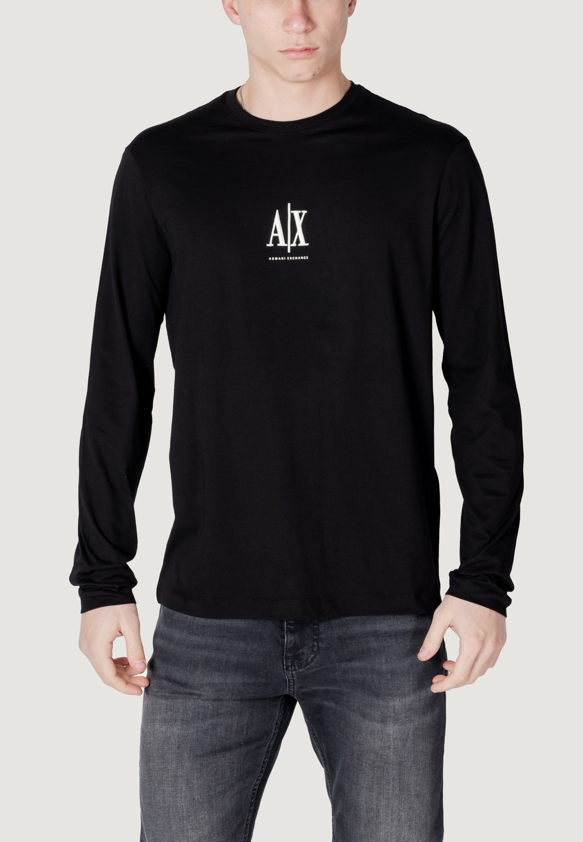 Armani Exchange T-shirt met Lange Mouwen en Print Heren – Zwart