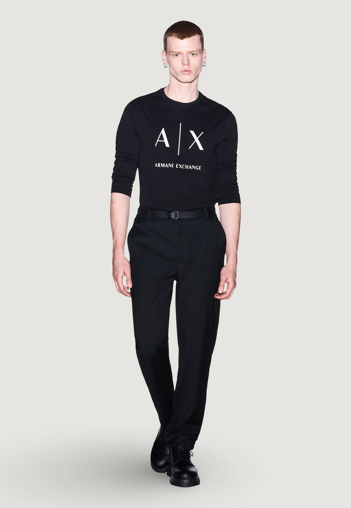 Armani Exchange Katoenen T-shirt met Lange Mouwen – Zwart